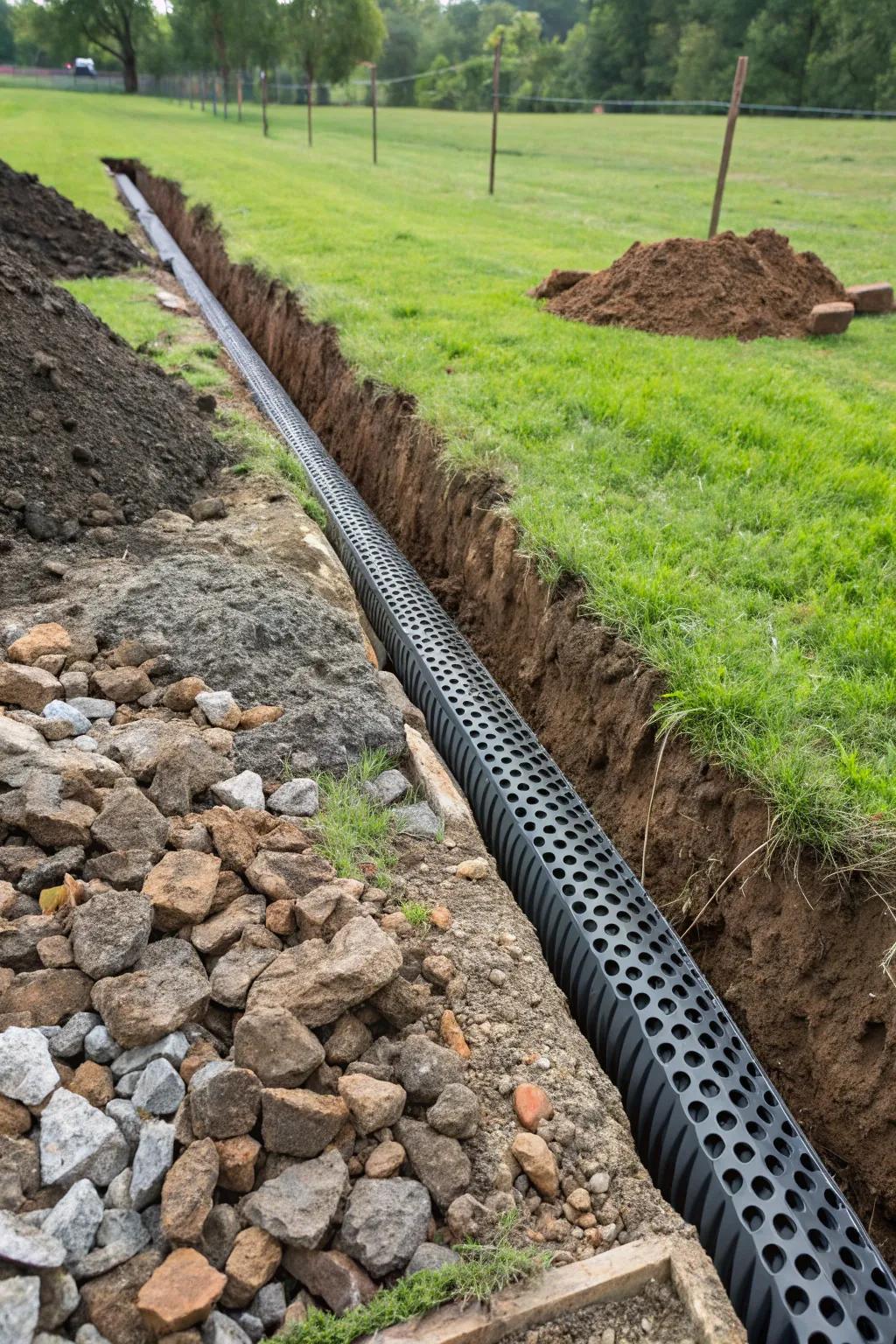 Masterful Craftsmanship: The Ultimate French Drain Solution for Heavy Water Challenges.