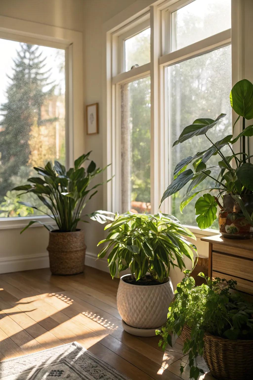 Sunlight keeps sun-loving plants flourishing and vibrant.