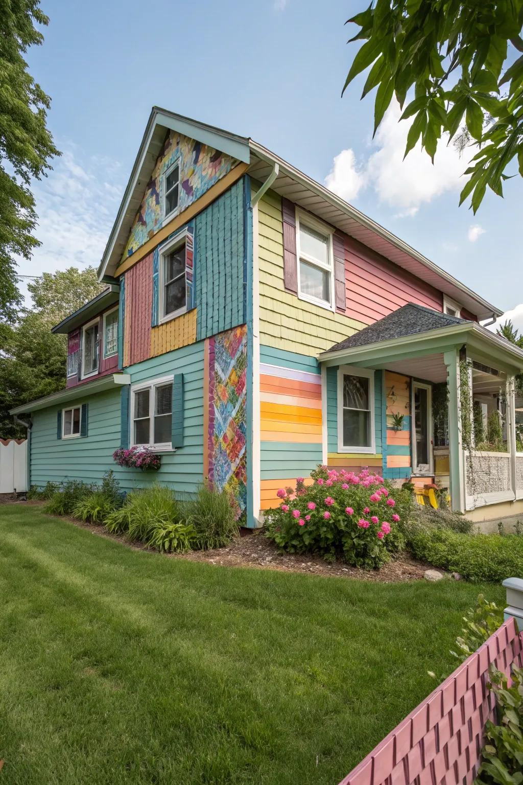 Colorful siding for a unique and personalized home facade.