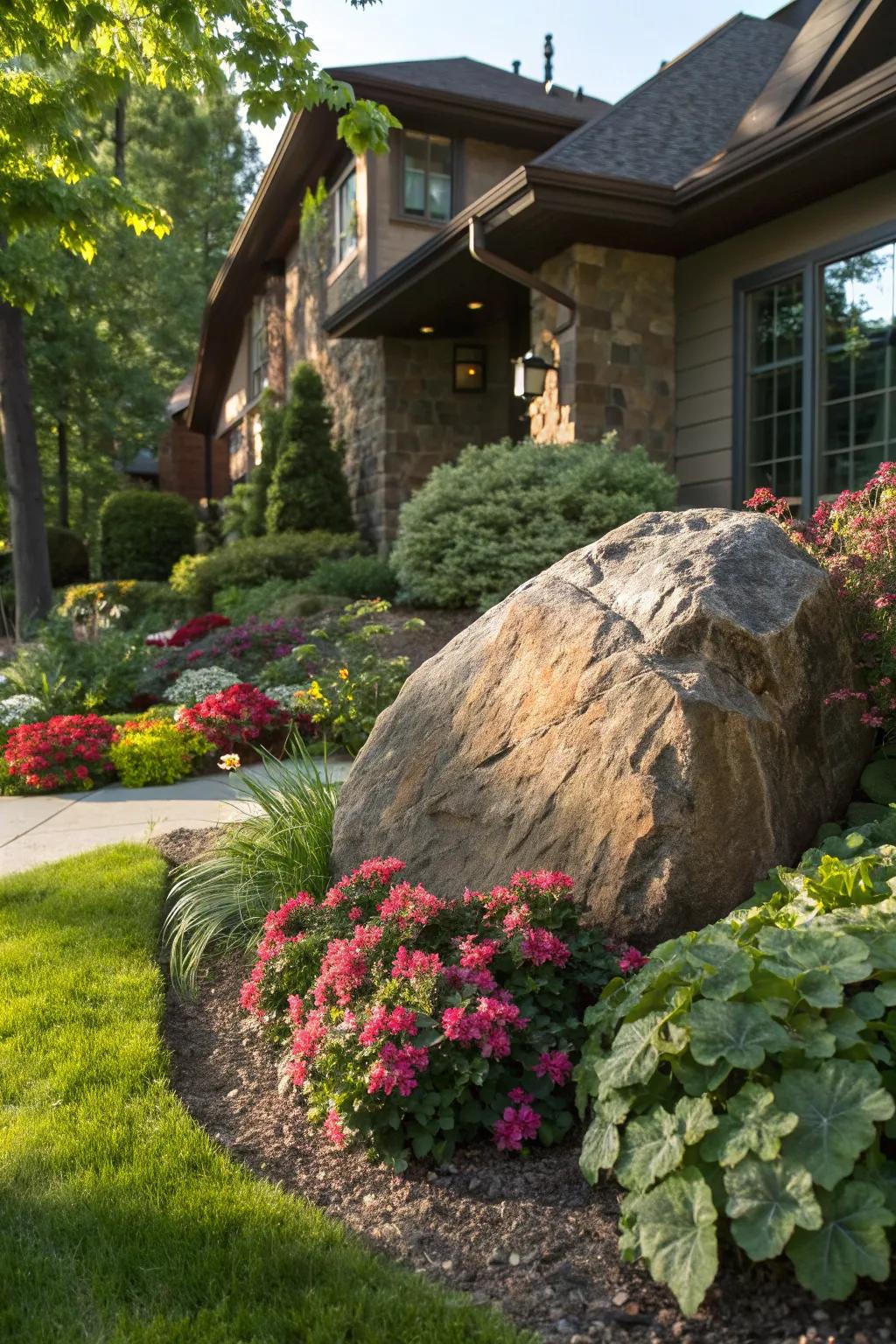 Transform your front yard with the timeless beauty of natural rock elements.