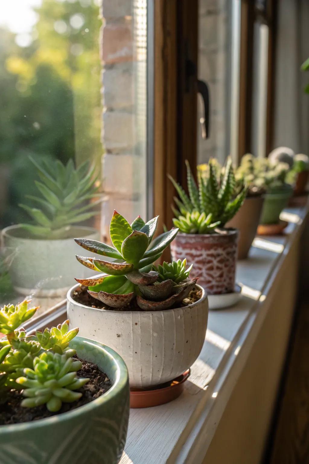 A windowsill garden brings life and color to your home.