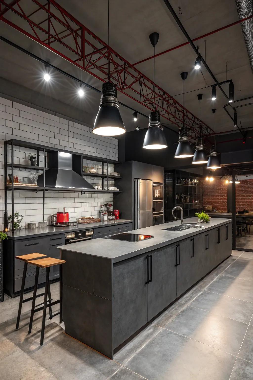 Industrial lighting adding an urban edge.