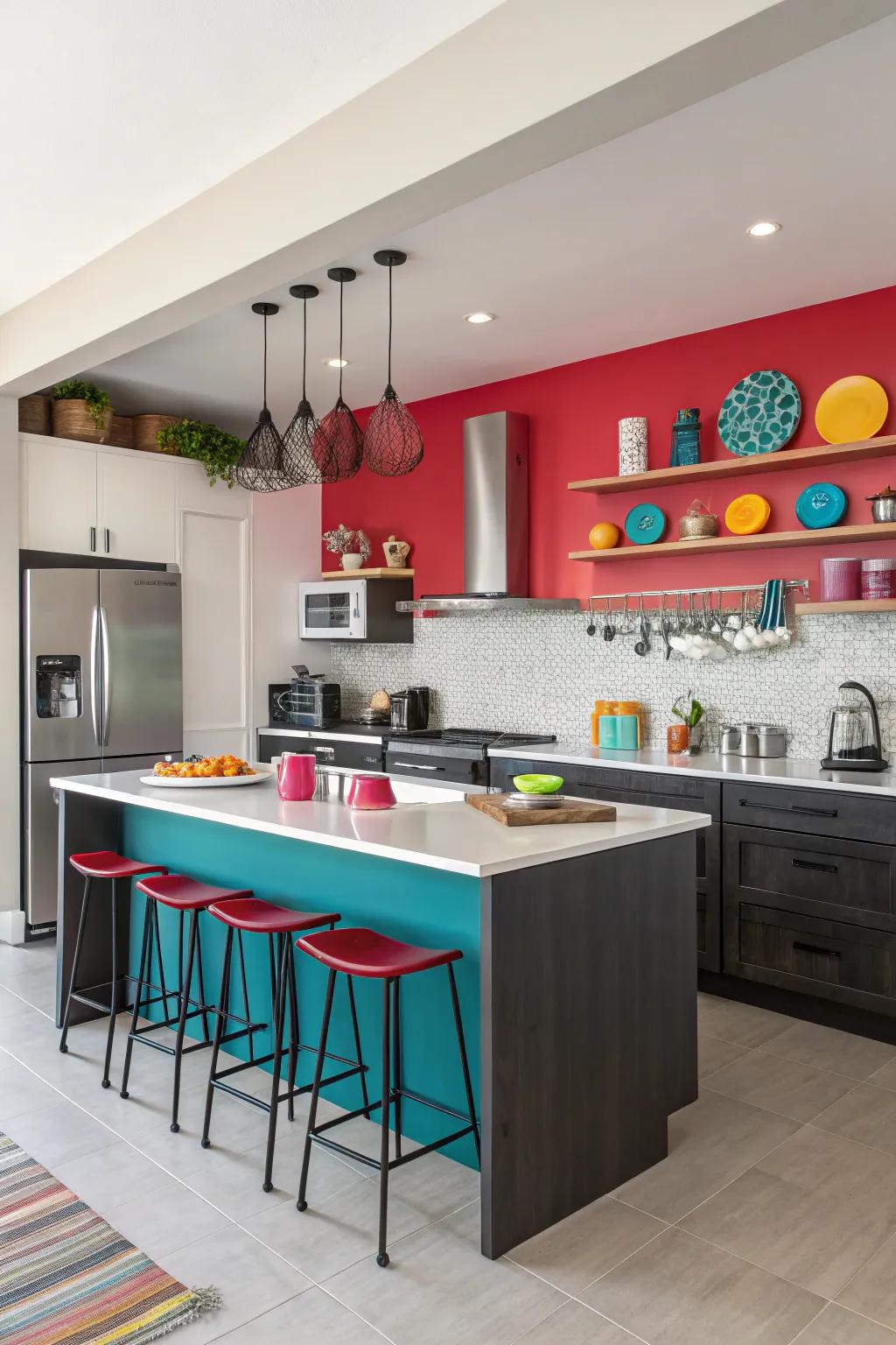 A burst of color brings energy and personality to the kitchen.
