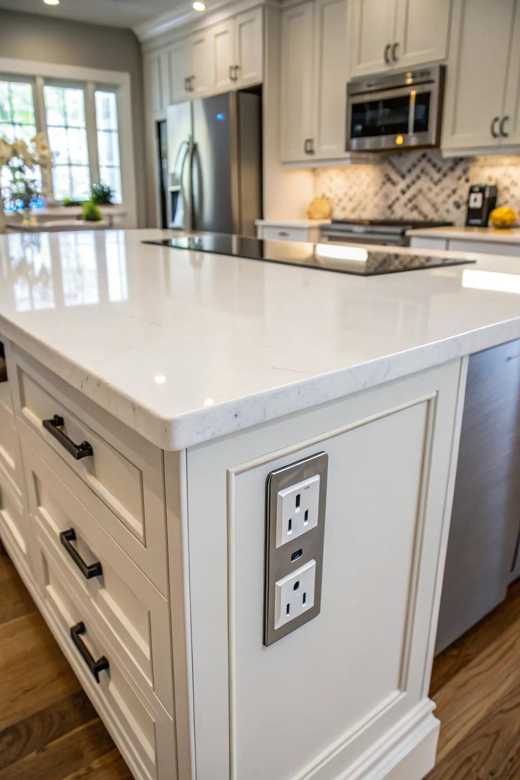 Recessed outlets provide a sleek, unobtrusive finish.