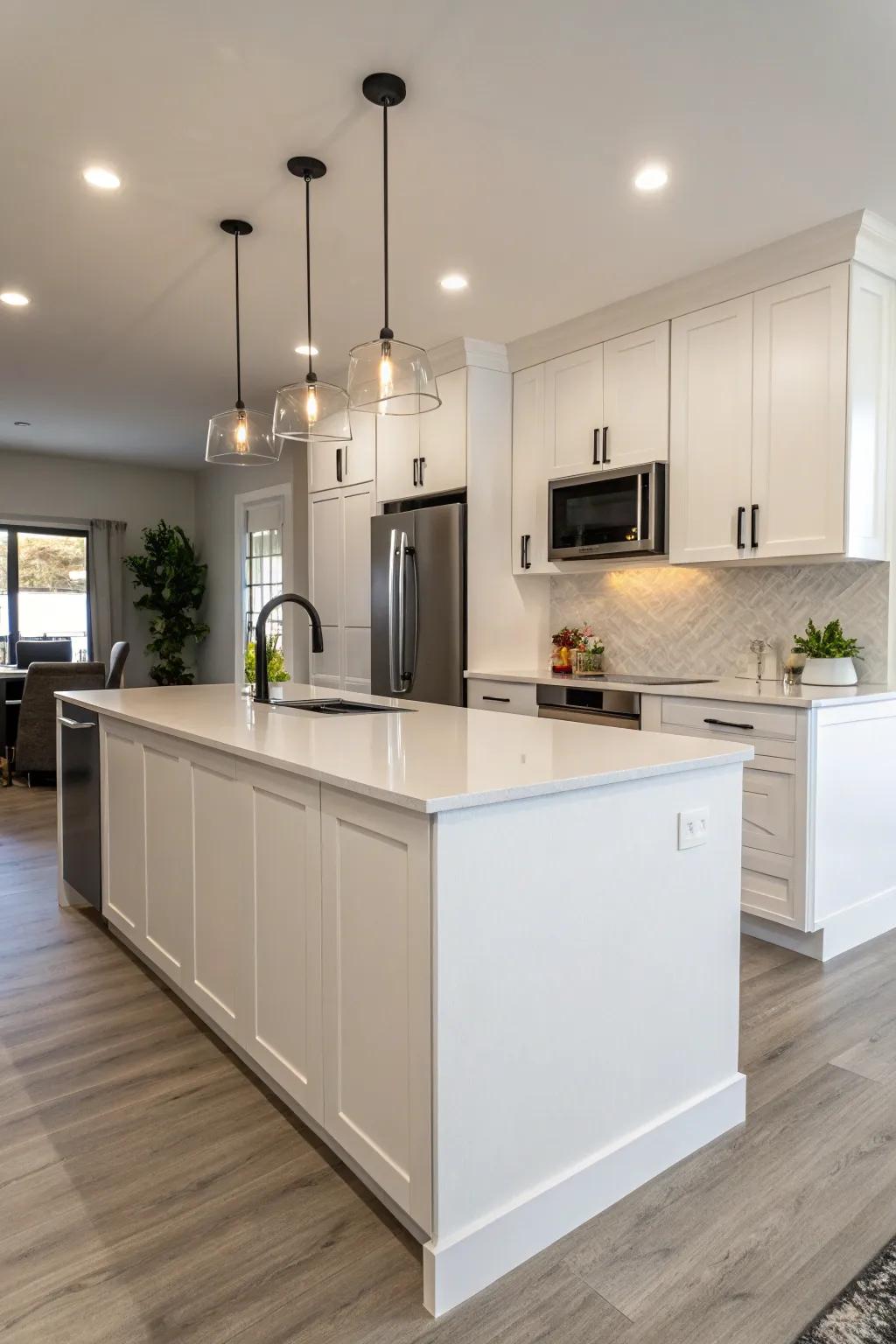 Sleek and modern island with minimalist trim for a clean look.