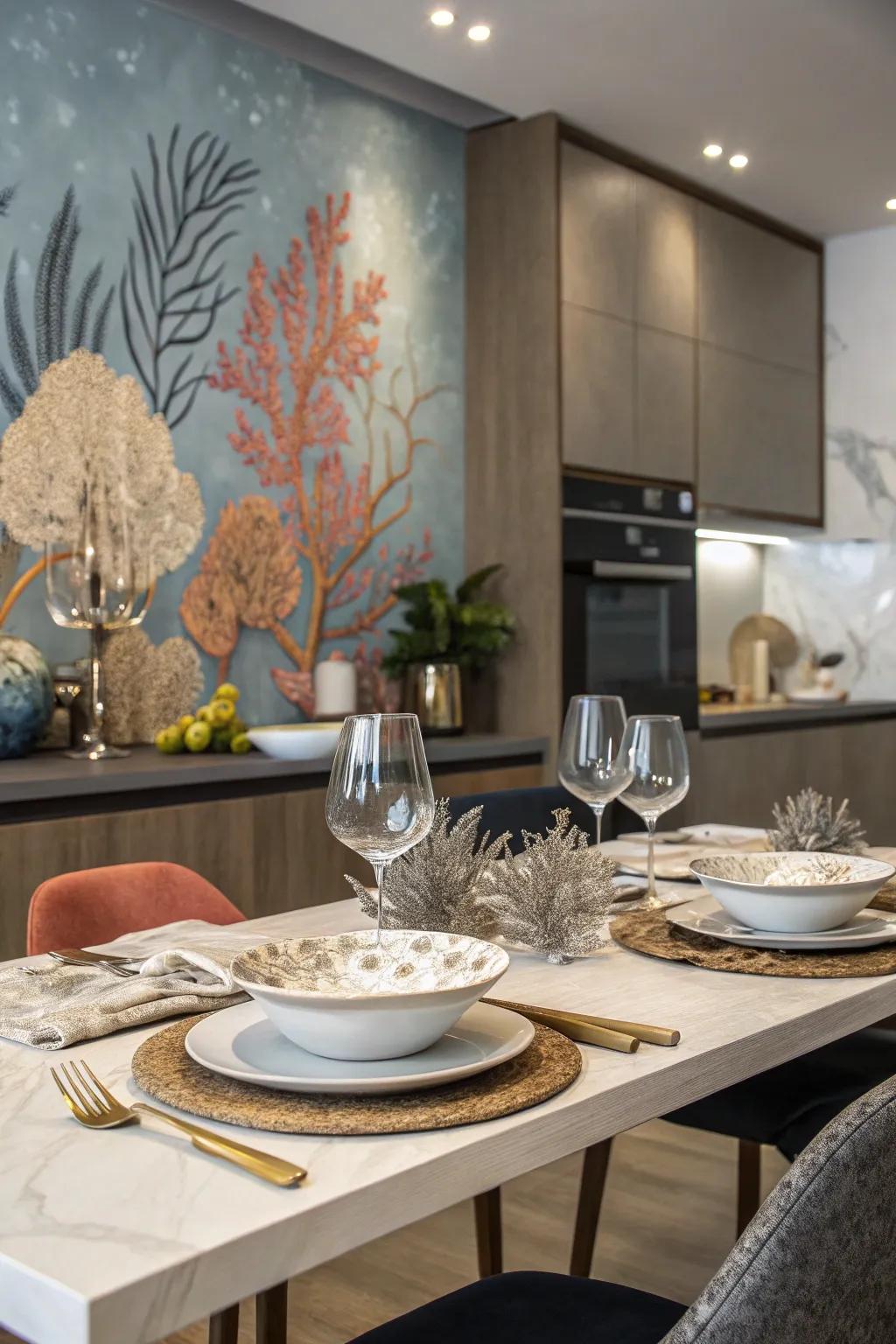 Mounted art adds a personal touch to your kitchen decor.