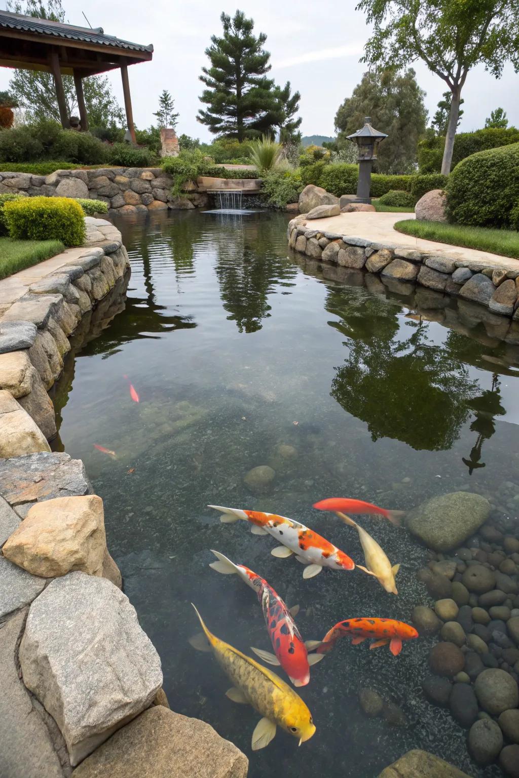 Clear water allows the allure of koi fish to radiate.