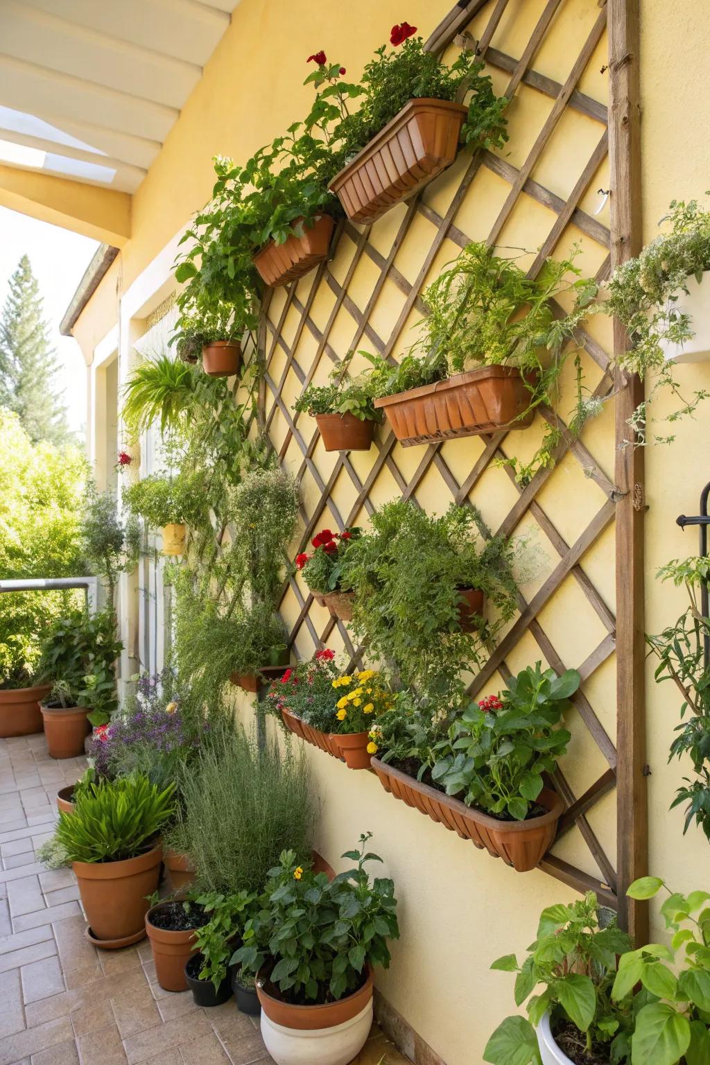 Maximize space with a trellis vertical garden.