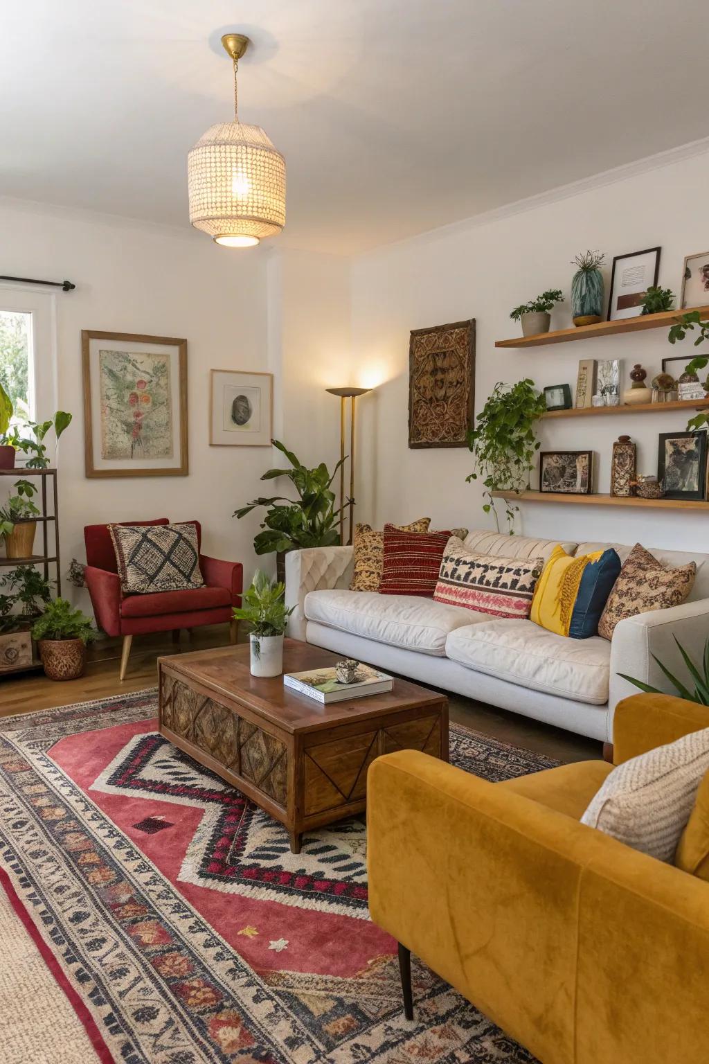 Eclectic meets modern for a unique living room style.