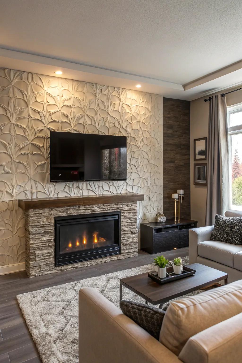 Textured contrasts add visual intrigue.