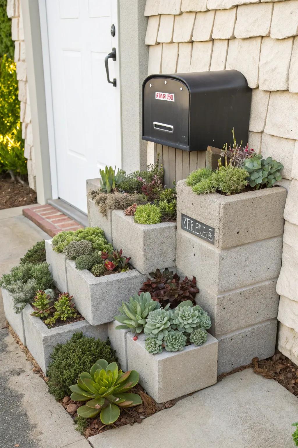 Concrete blocks can be converted into stylish planters with a contemporary spin.
