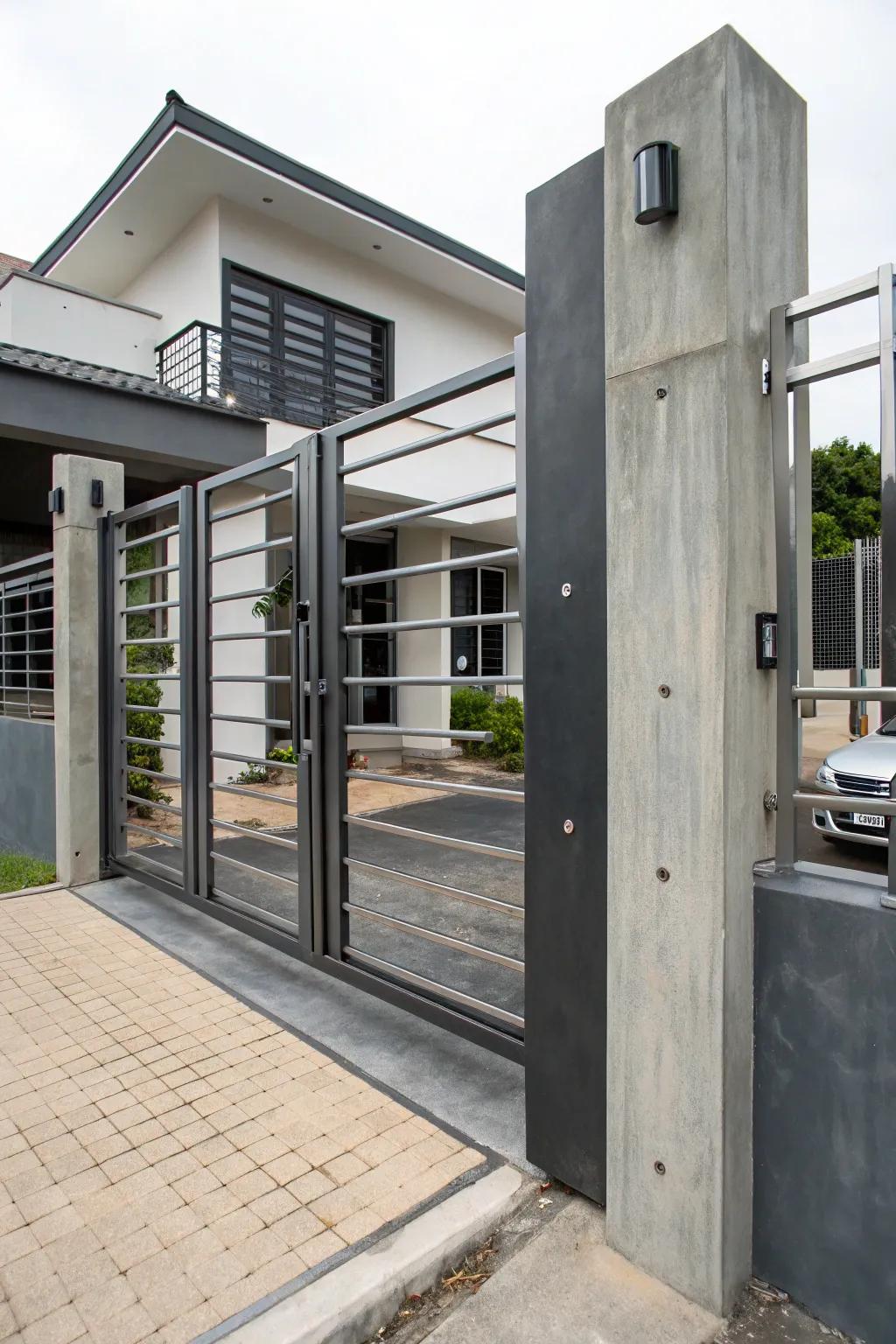 Modern industrial-style main gate