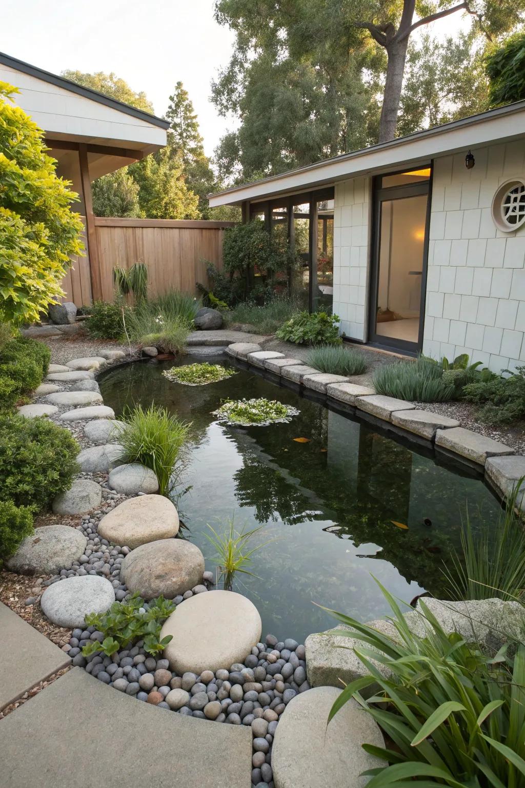 Water features introduce tranquility and elegance.