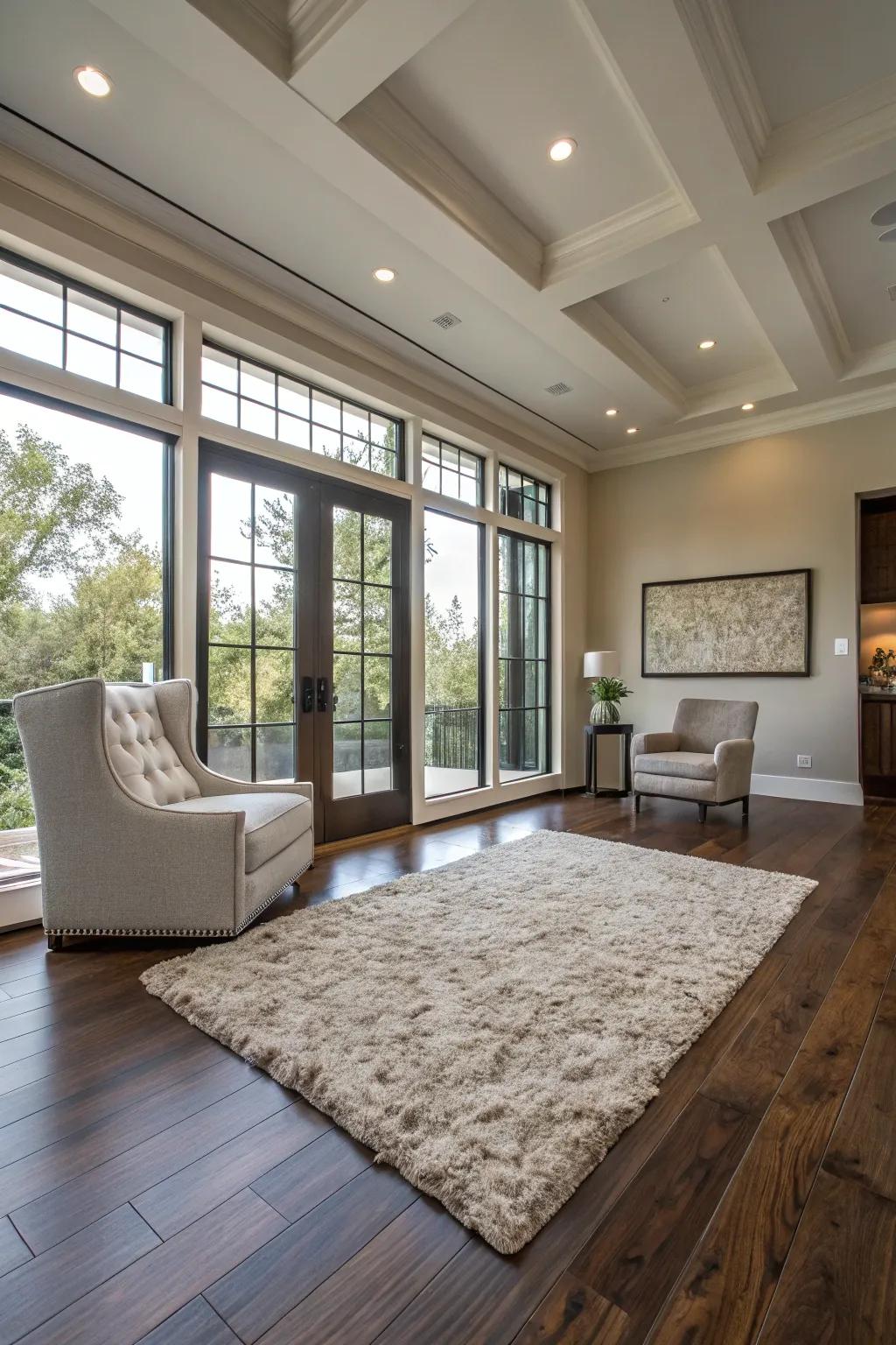 Flooring boosts the room's design.