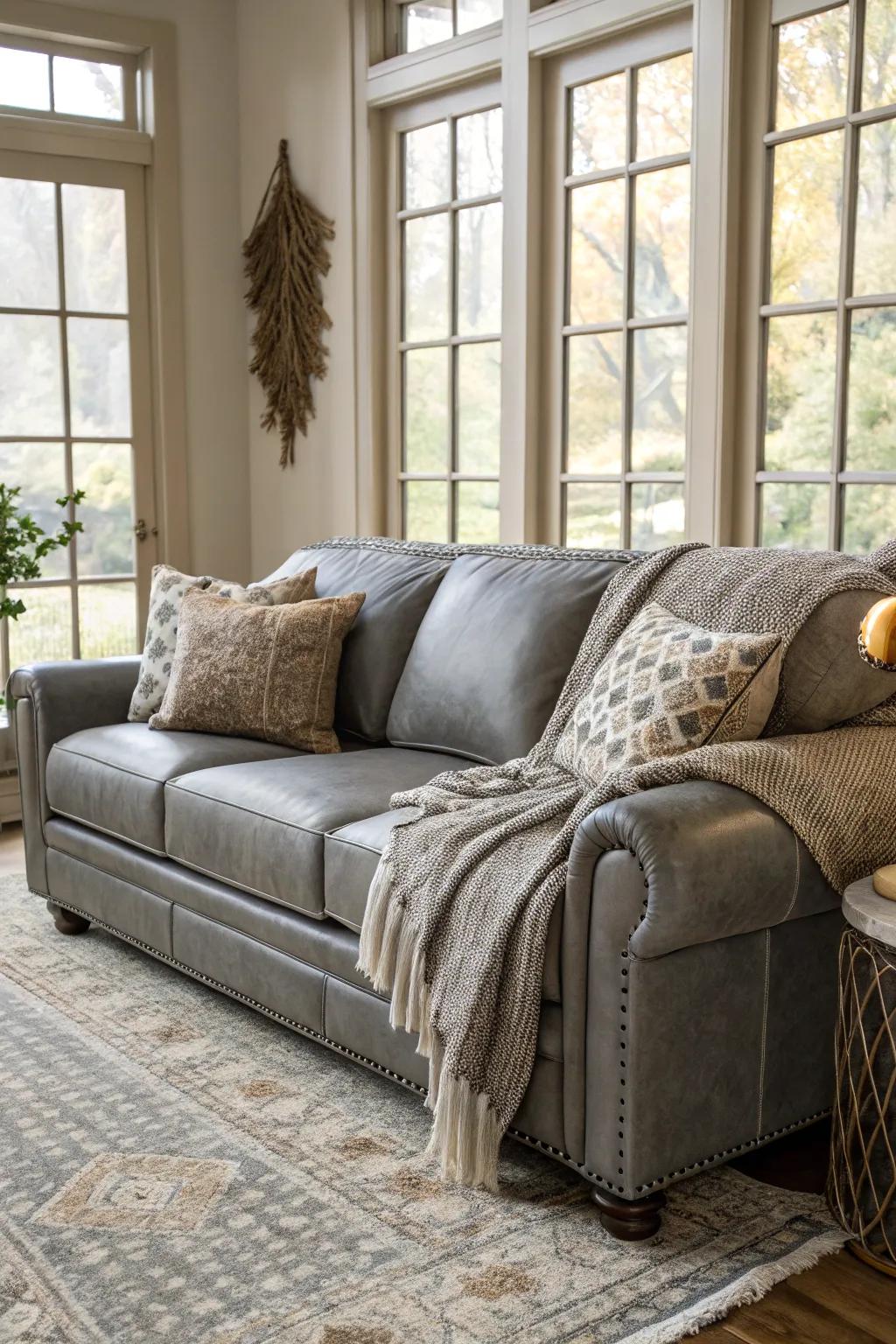 Layered textures fashioning depth and intrigue in a contemporary family room.