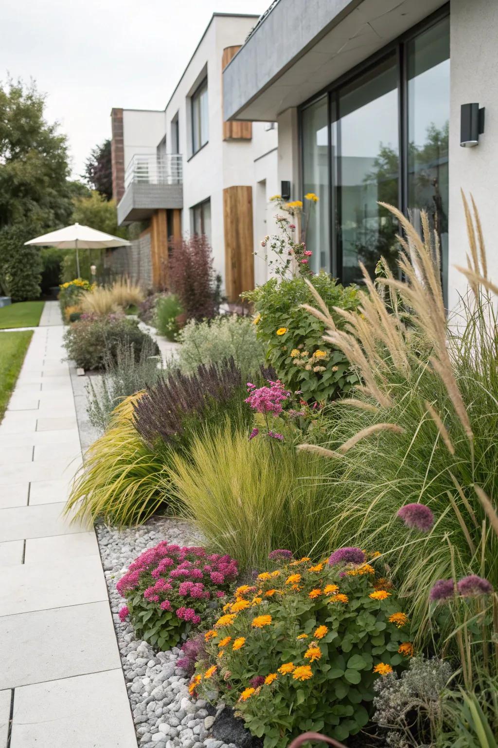 A blend of plant textures establishes visual intrigue.