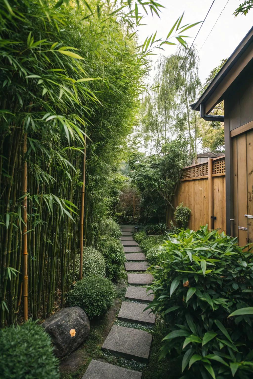 Tall plants provide privacy and vibrancy.