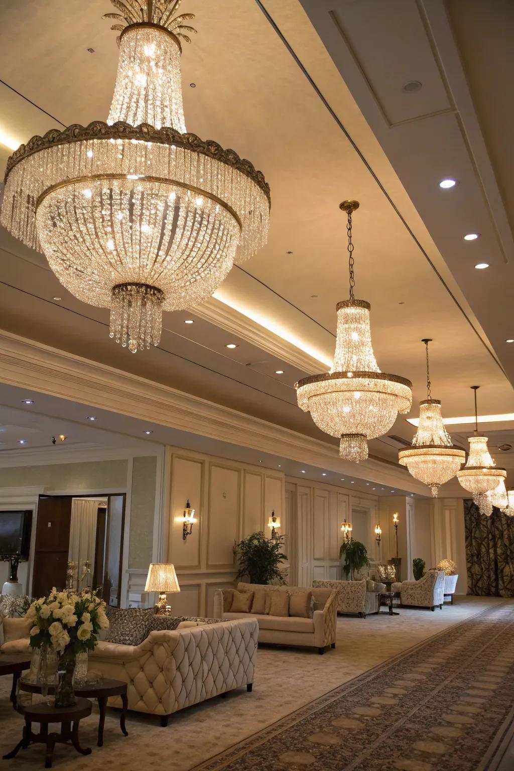 Elegant lighting fixtures add a touch of sophistication.