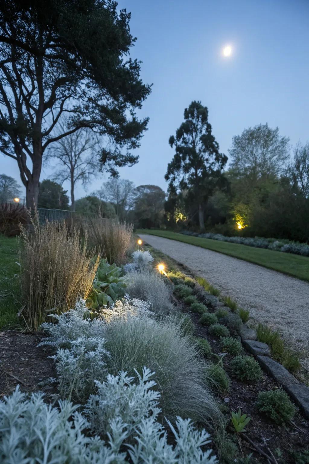 Silver plants create mystical garden borders.