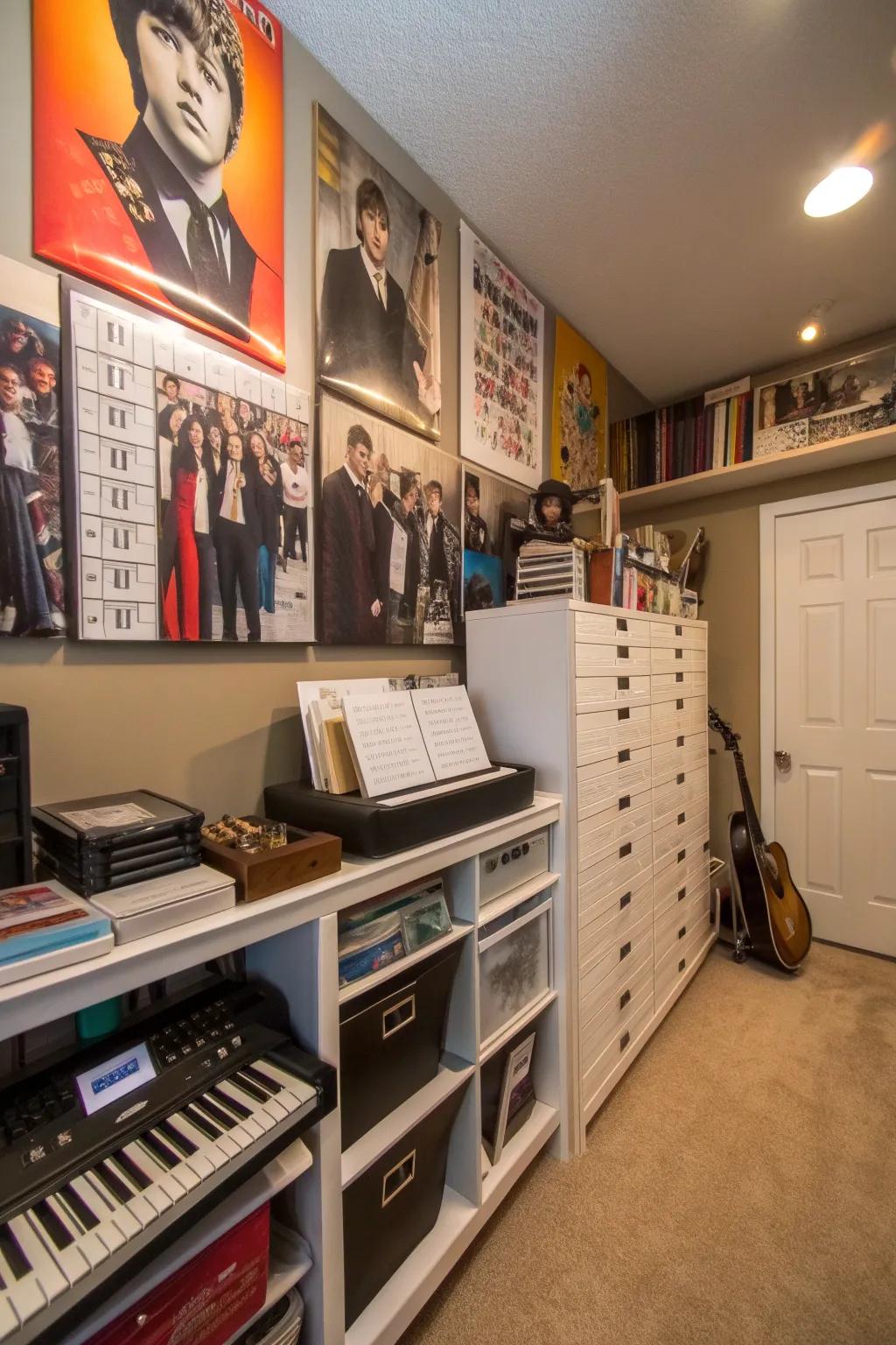 Keep your music room organized and fashionable with efficient storage.