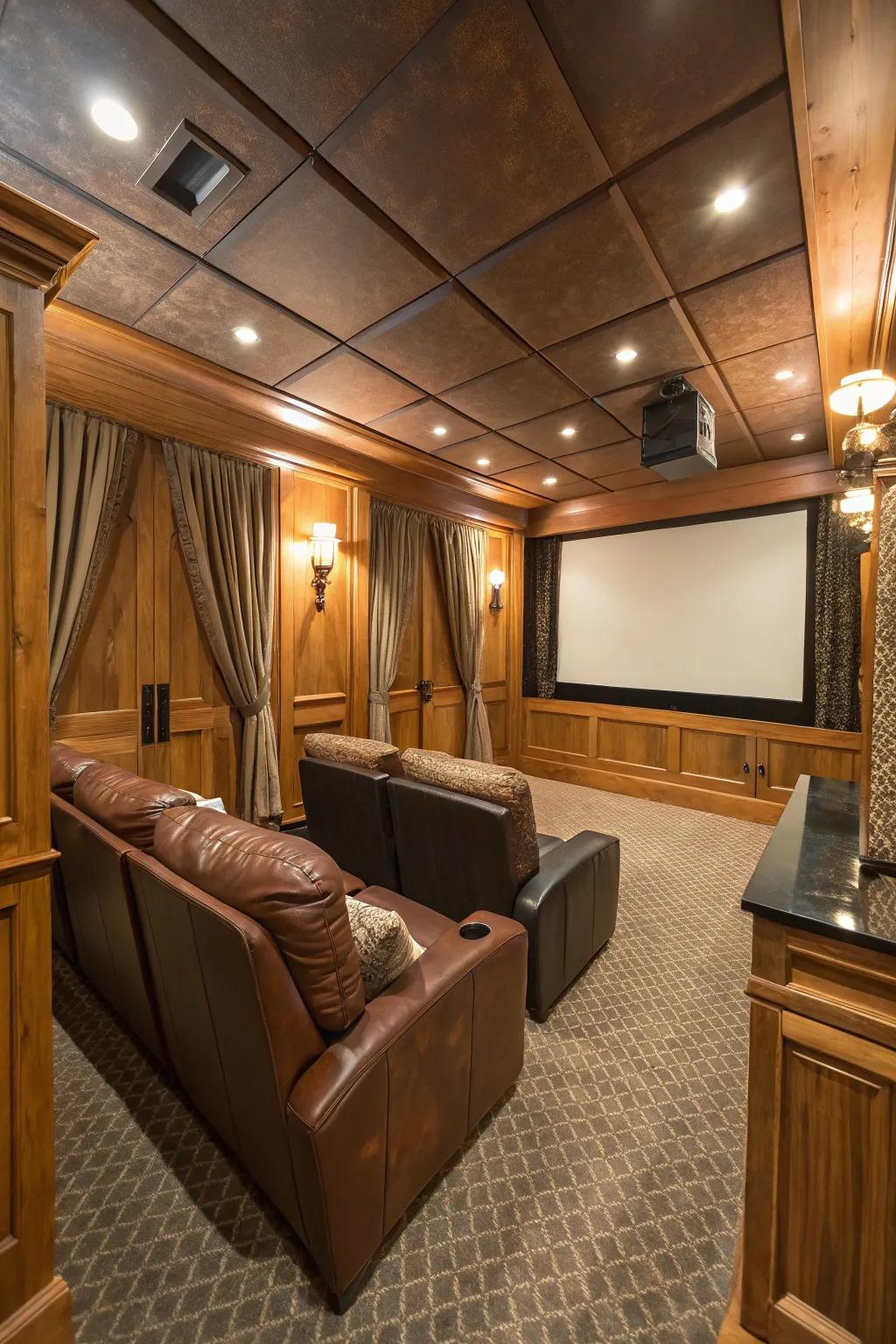 Mixed materials add depth and texture to narrow spaces.