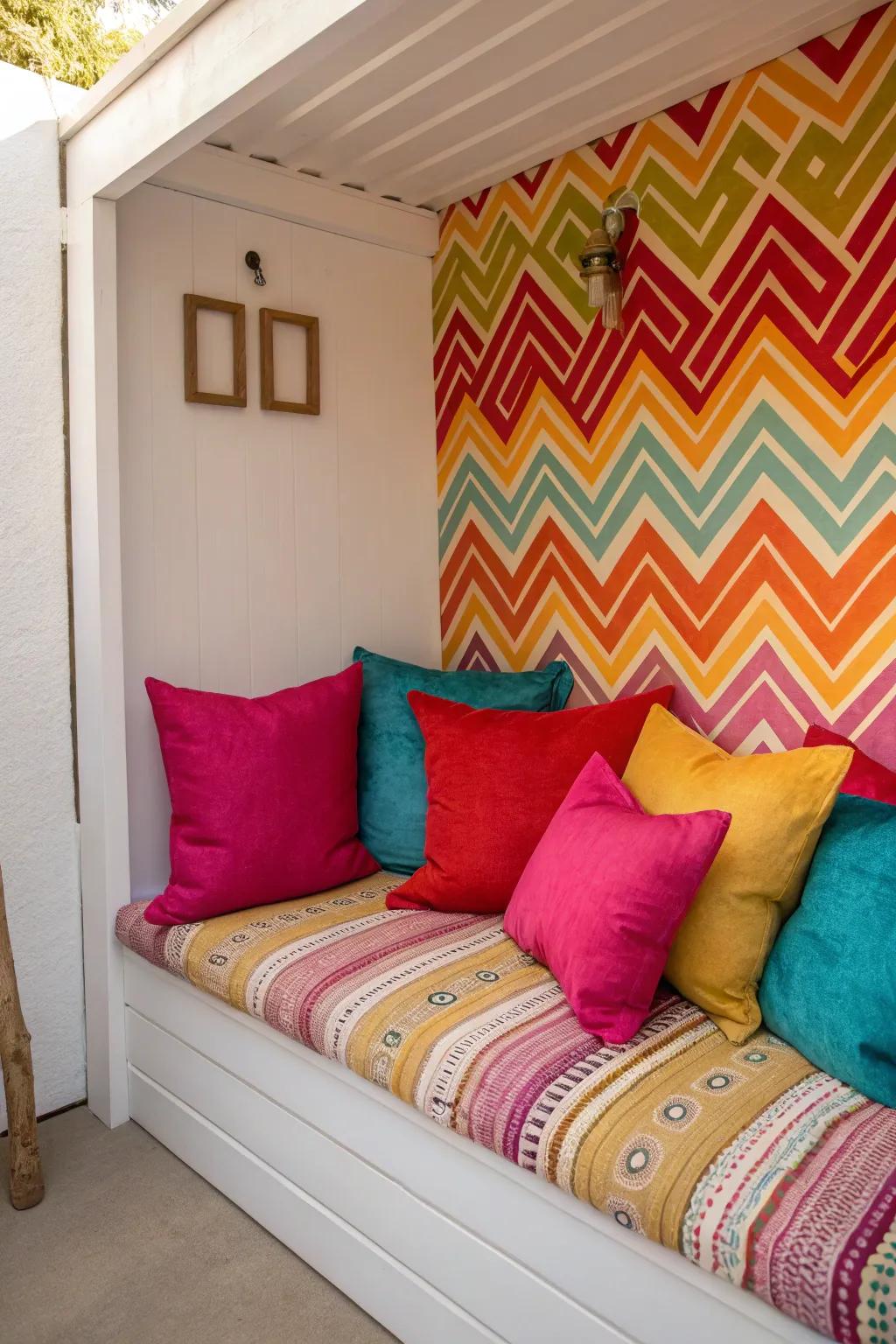 A vibrant alcove showcasing audacious colors that leave a lasting impression.