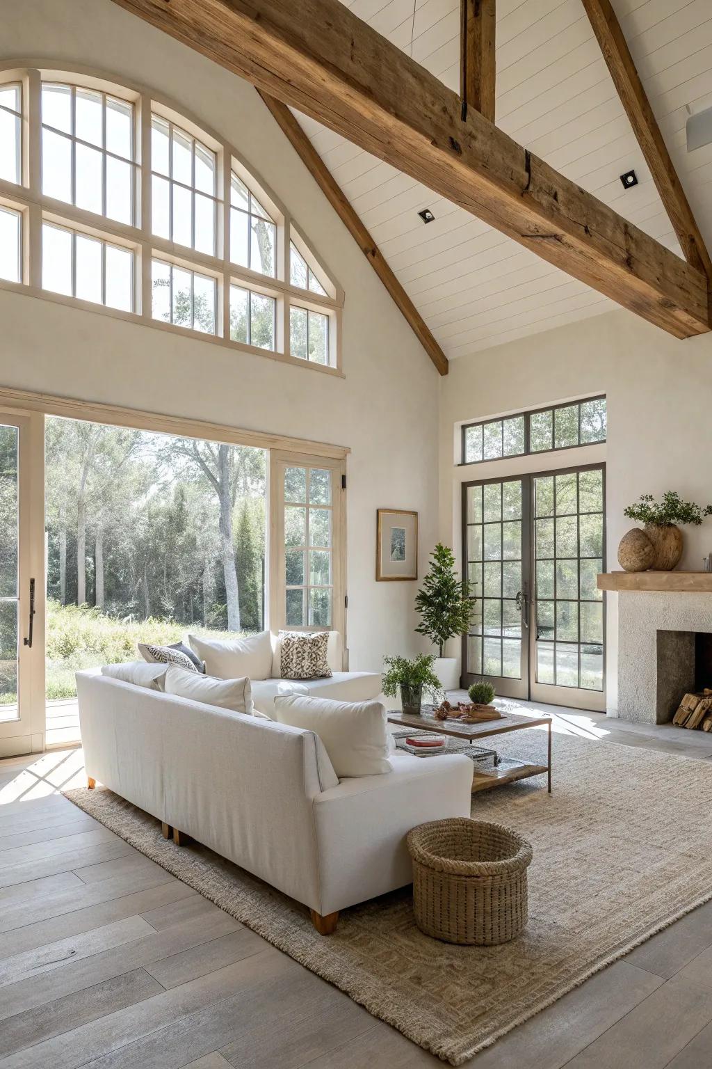 An unrestricted layout enhances the perception of space in a pale ivory living room.