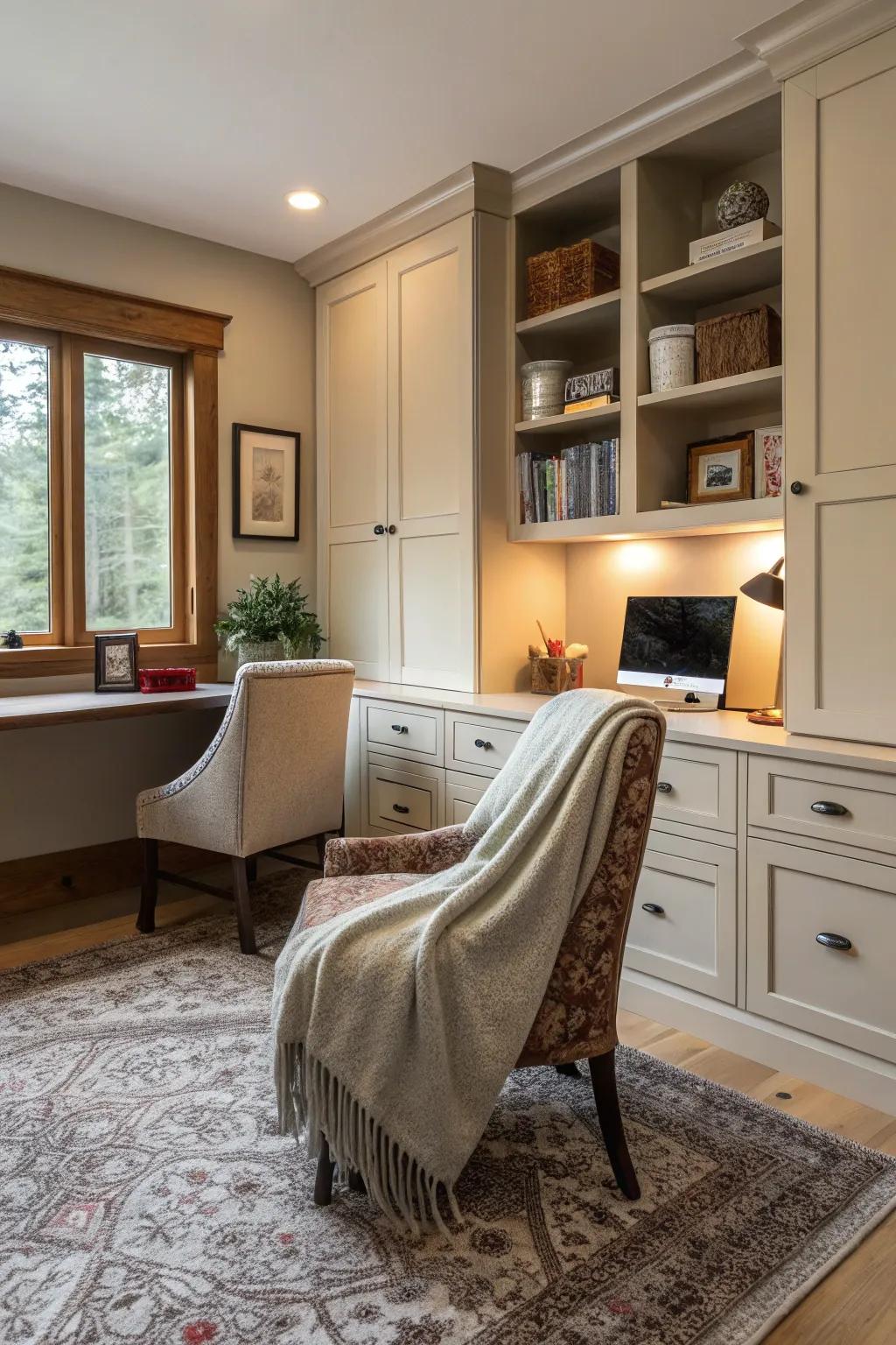 Cozy textiles bring warmth and comfort to your office.