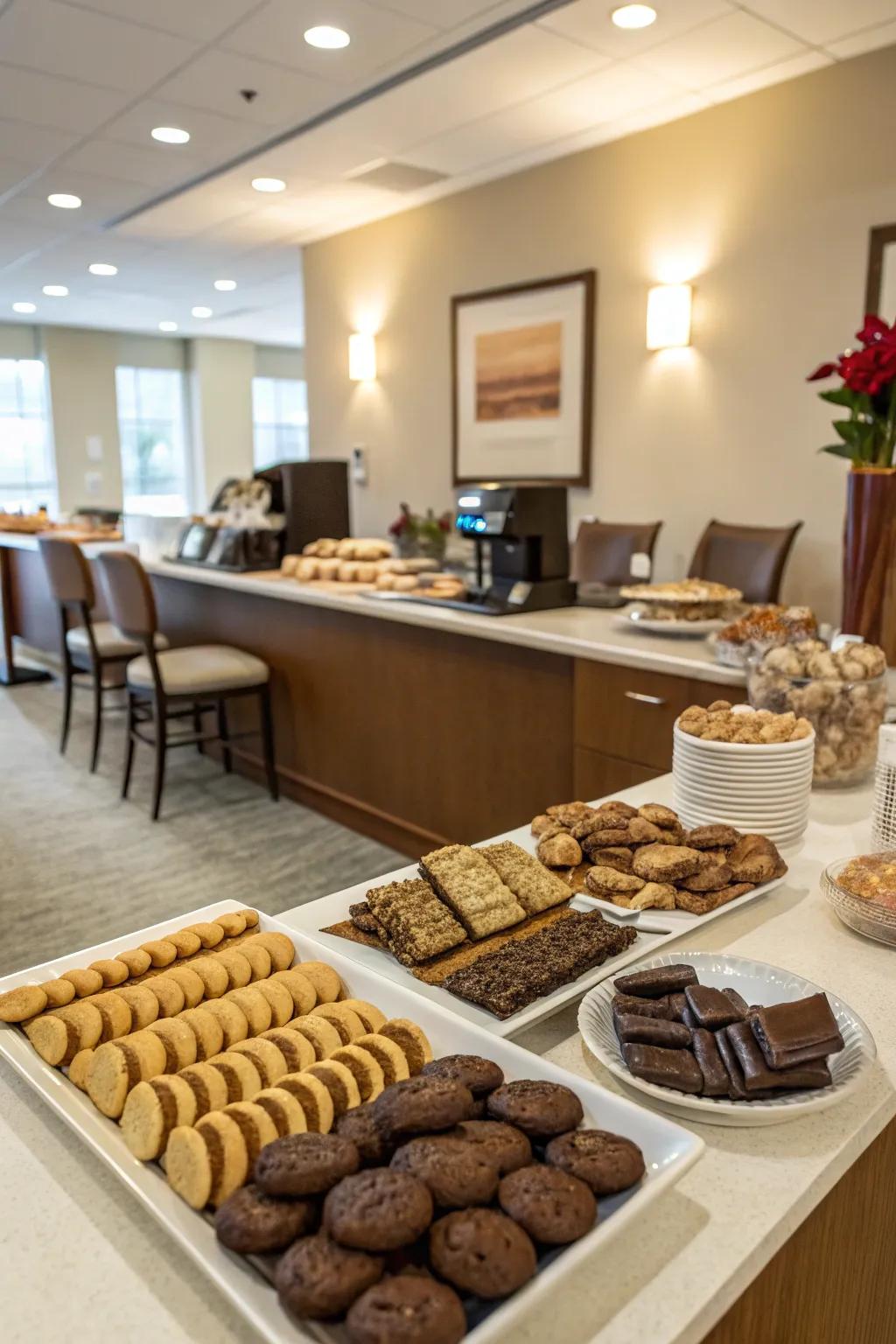 Gourmet snacks enrich your coffee indulgence.