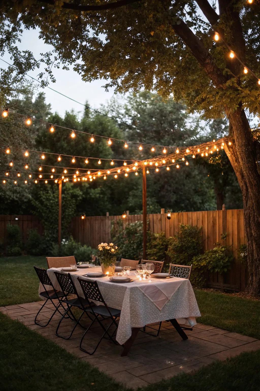 An outdoor dining space is ideal for savoring meals below the open sky.
