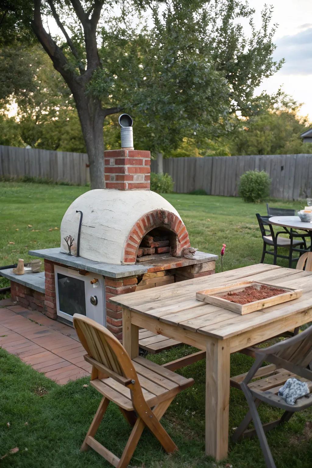 A DIY pizza oven that showcases creativity and craftsmanship.