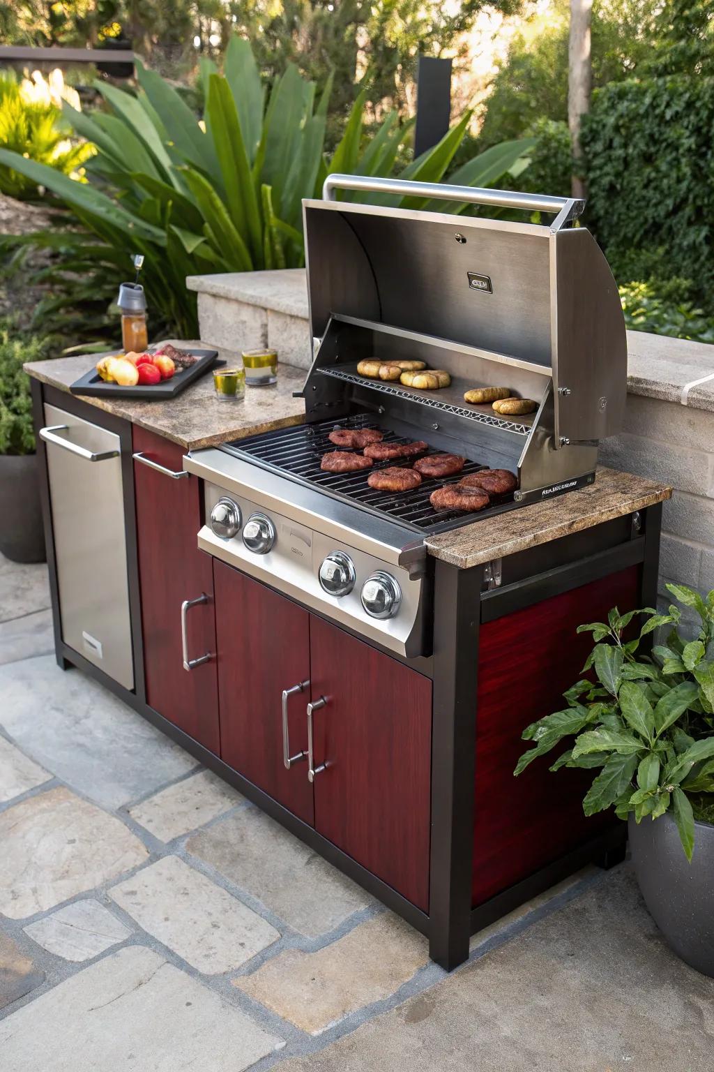 Fire up your game-day experience with a sleek built-in grilling station.
