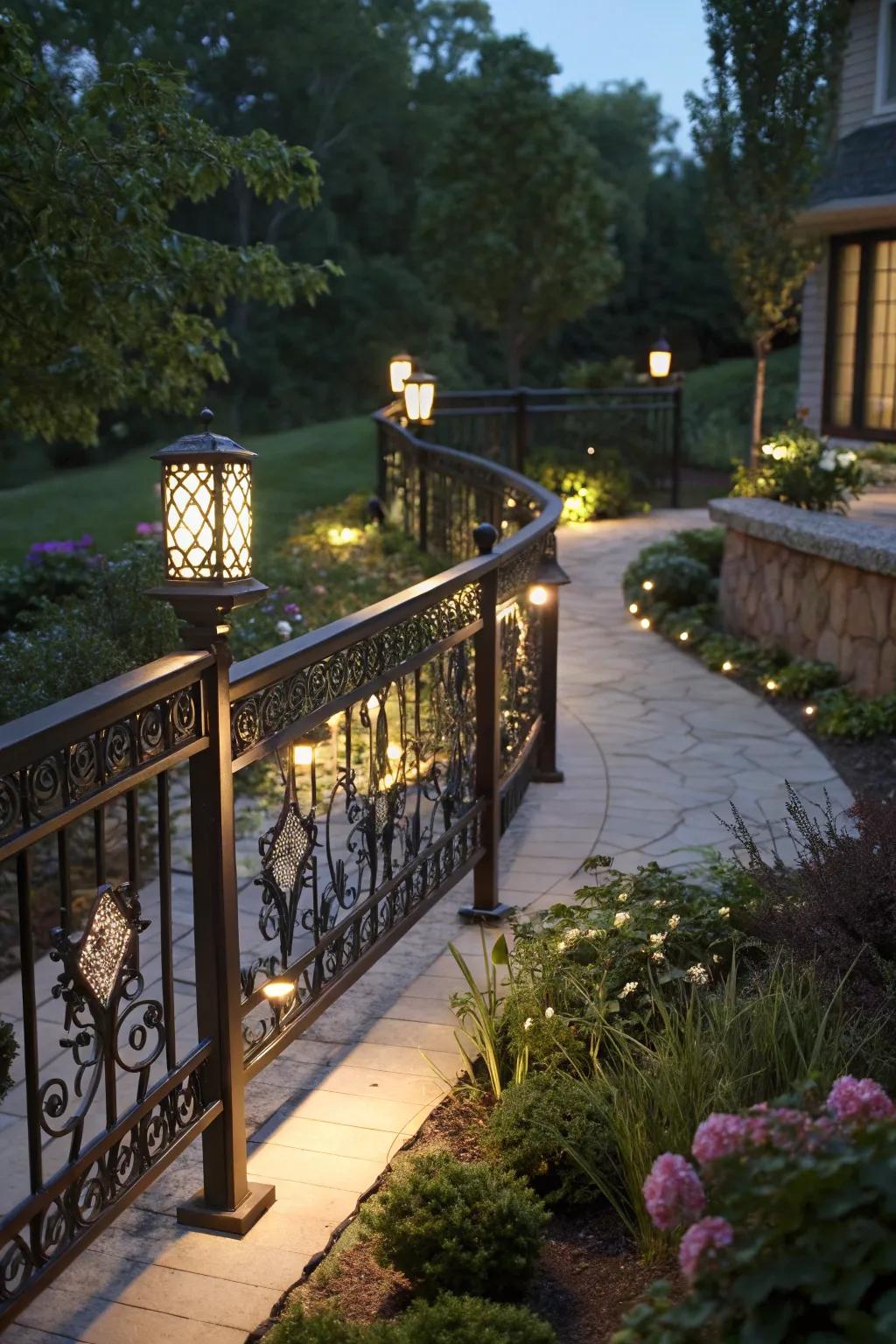 LED-lit railings create a magical ambiance for night walks.