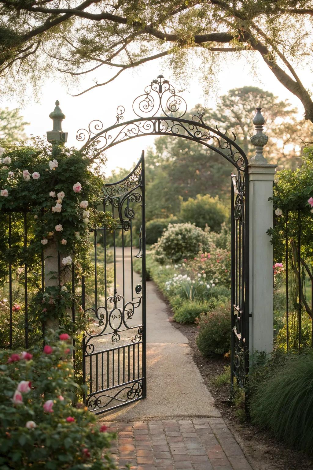 Intricate ironwork elevates the elegance of any entrance.
