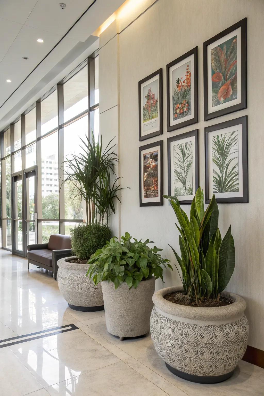 Personalize your plant wall through artful frames and pots.
