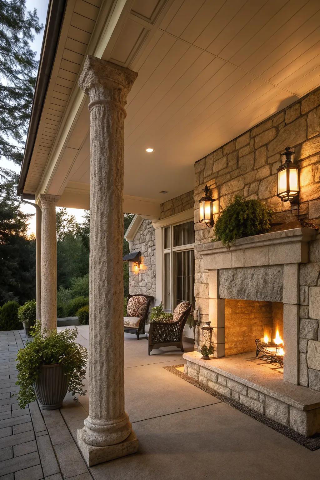 Durable and stylish stone accents for your porch.