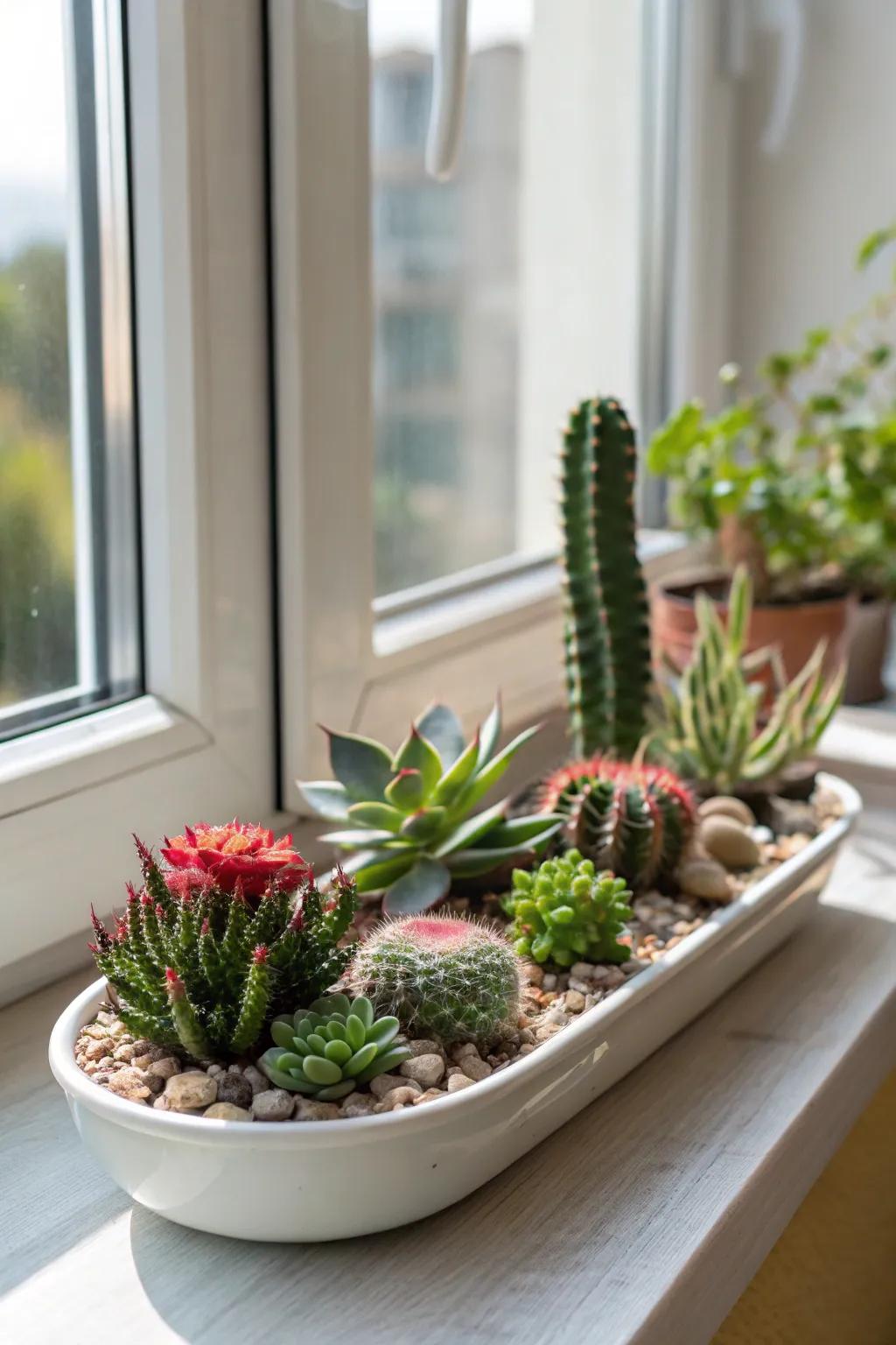Establish a low-demand succulent sanctuary indoors.