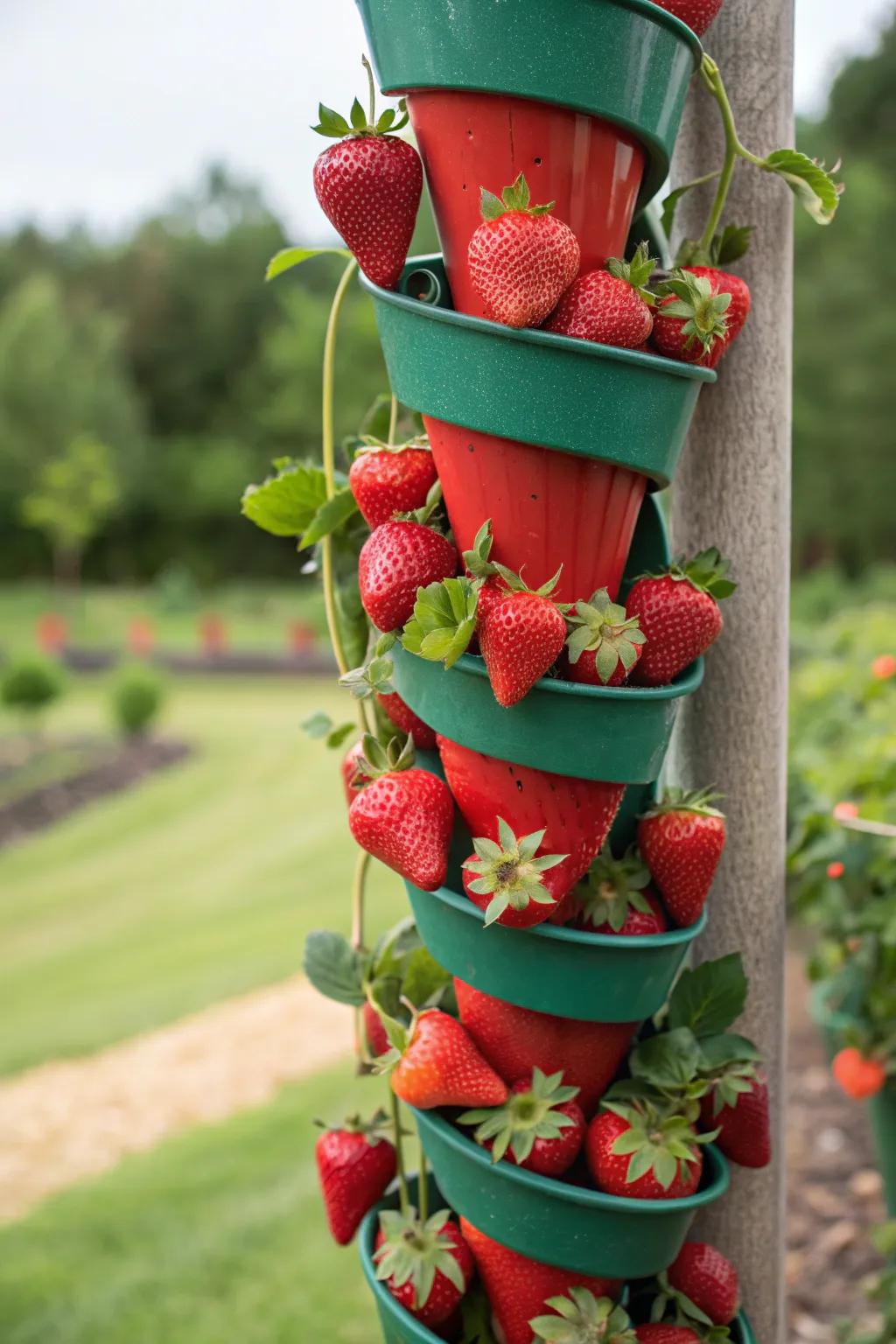Elevate your garden game with vibrant PVC strawberry towers—where craftsmanship meets nature.