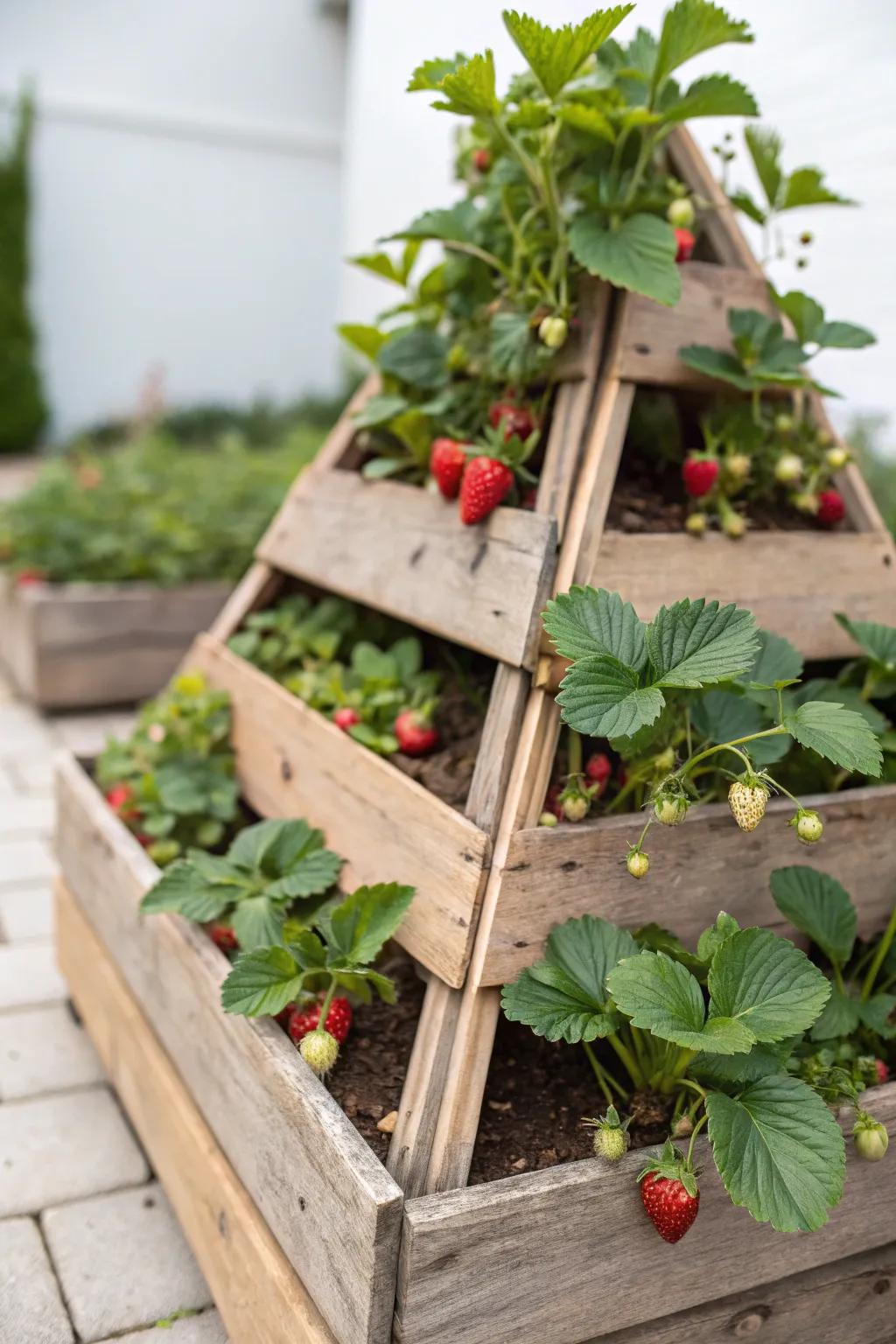 Elevate your garden style with a charming pyramid strawberry planter – a perfect blend of minimalism and boho flair!