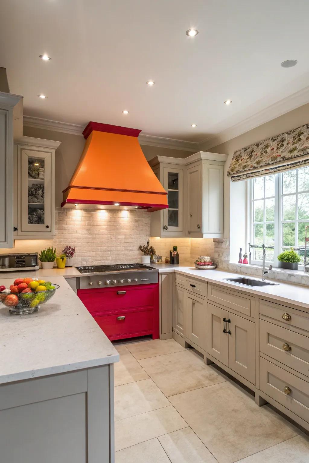 Daring hues transform your range hood into a standout feature.