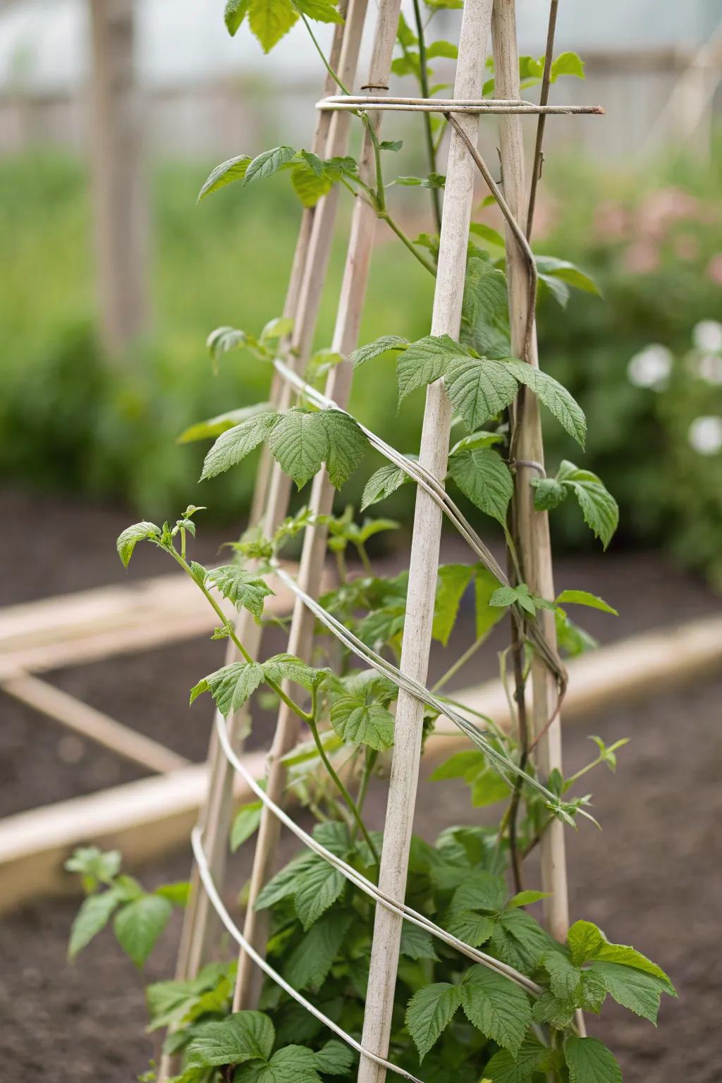 Simple string lines offer a minimalistic and effective trellis solution.