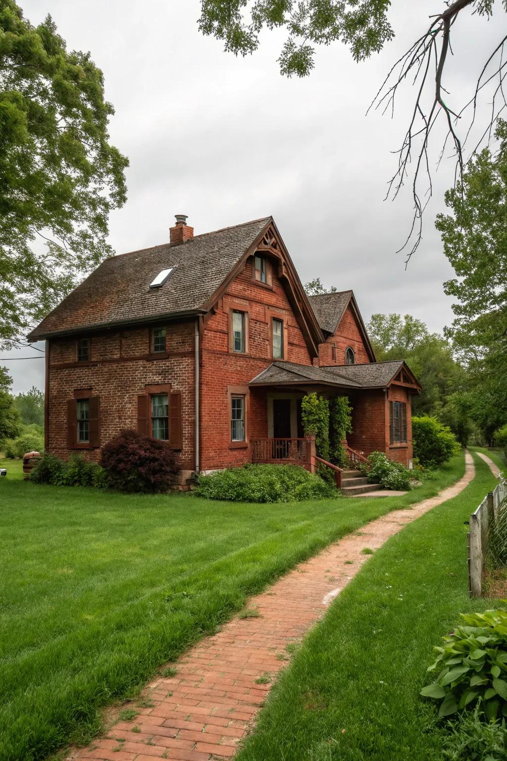 Country timber trim accentuates the natural and earthy character of red brick homes.