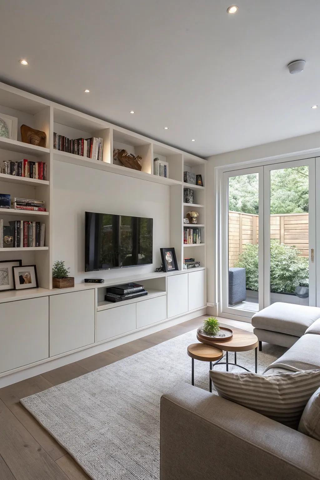 A tidy living room that’s rocking some seriously smart storage.