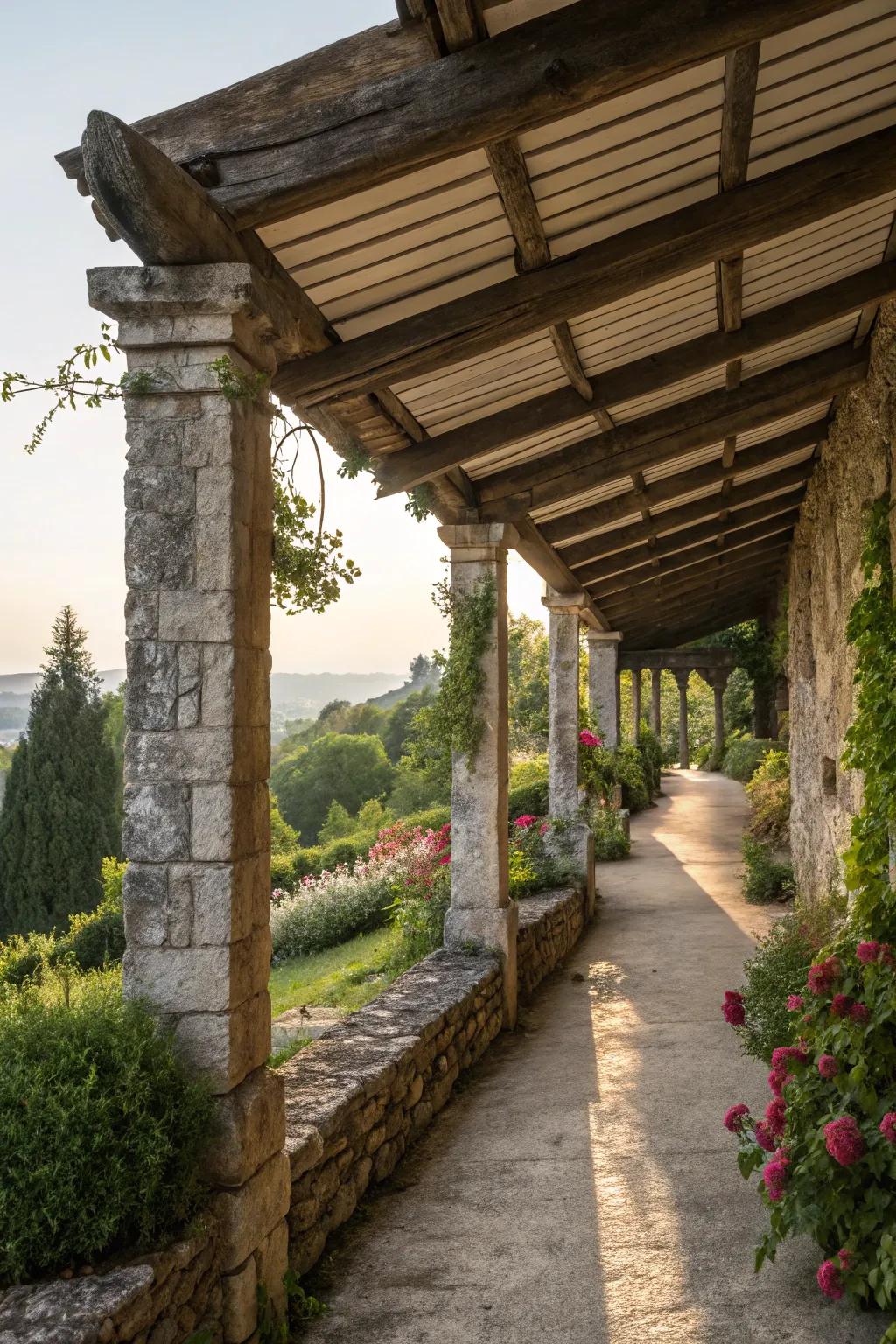 Stone and timber create a classic rustic look.