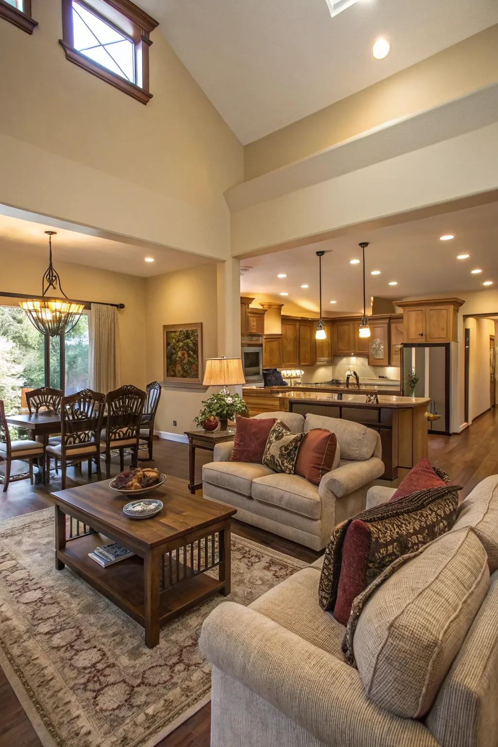 Comfortable seating arrangements foster relaxation and interaction.