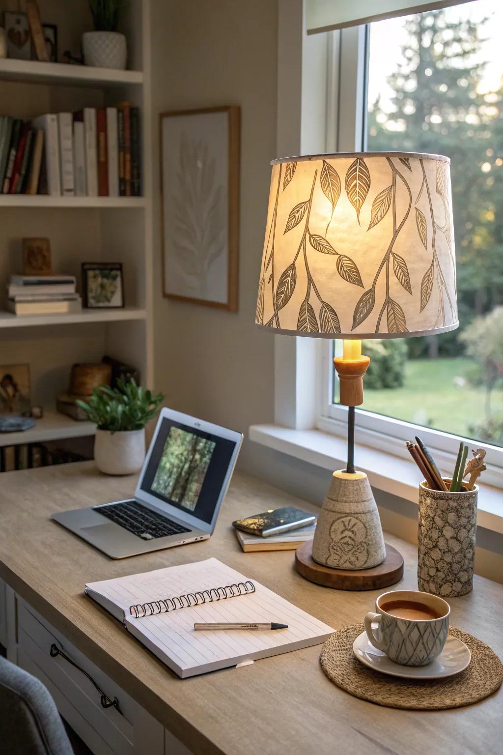 A statement lamp enhances character and brightens your workspace.