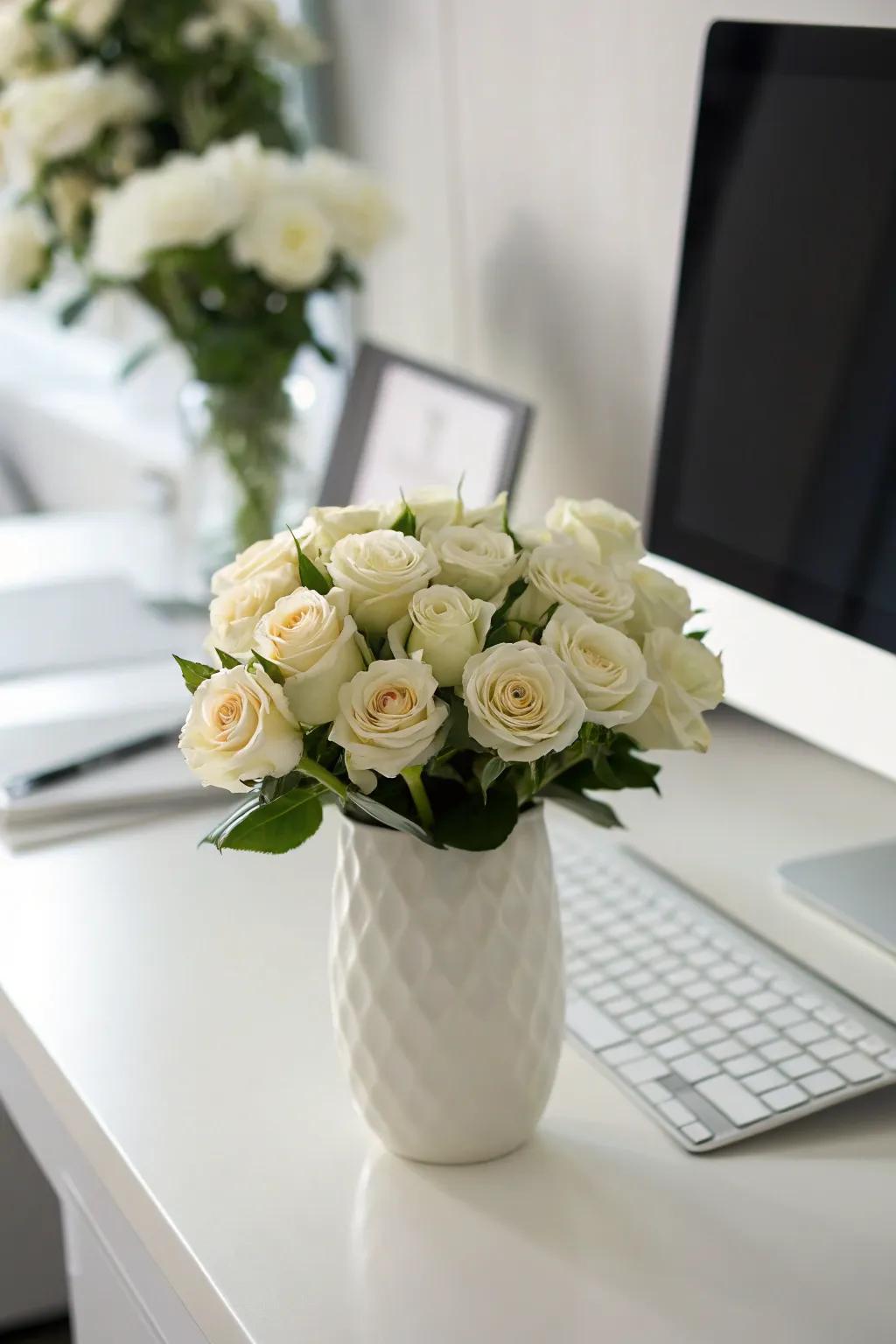 A compact arrangement of roses for a minimalist touch.