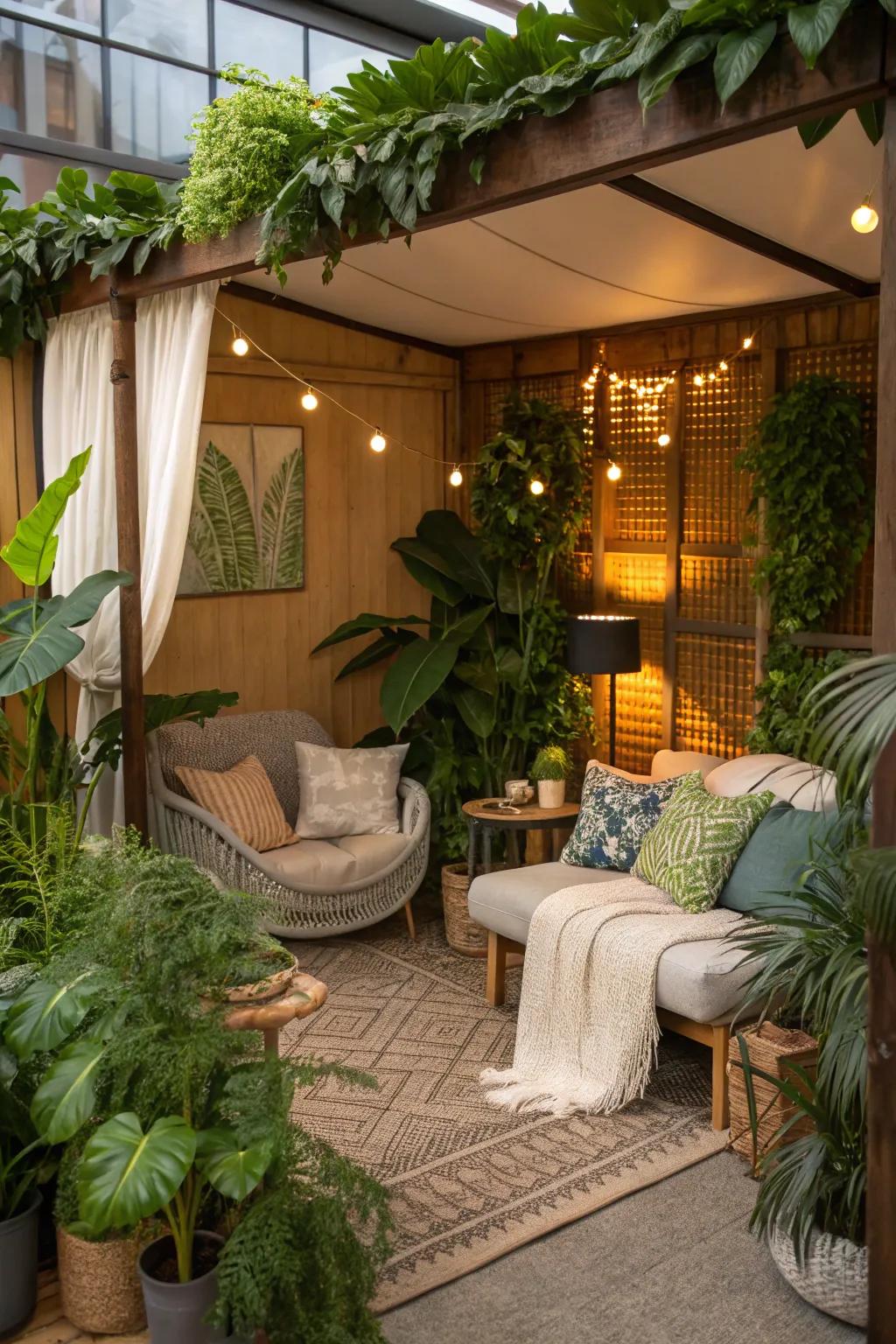 Greenery brings freshness and vitality to a den.