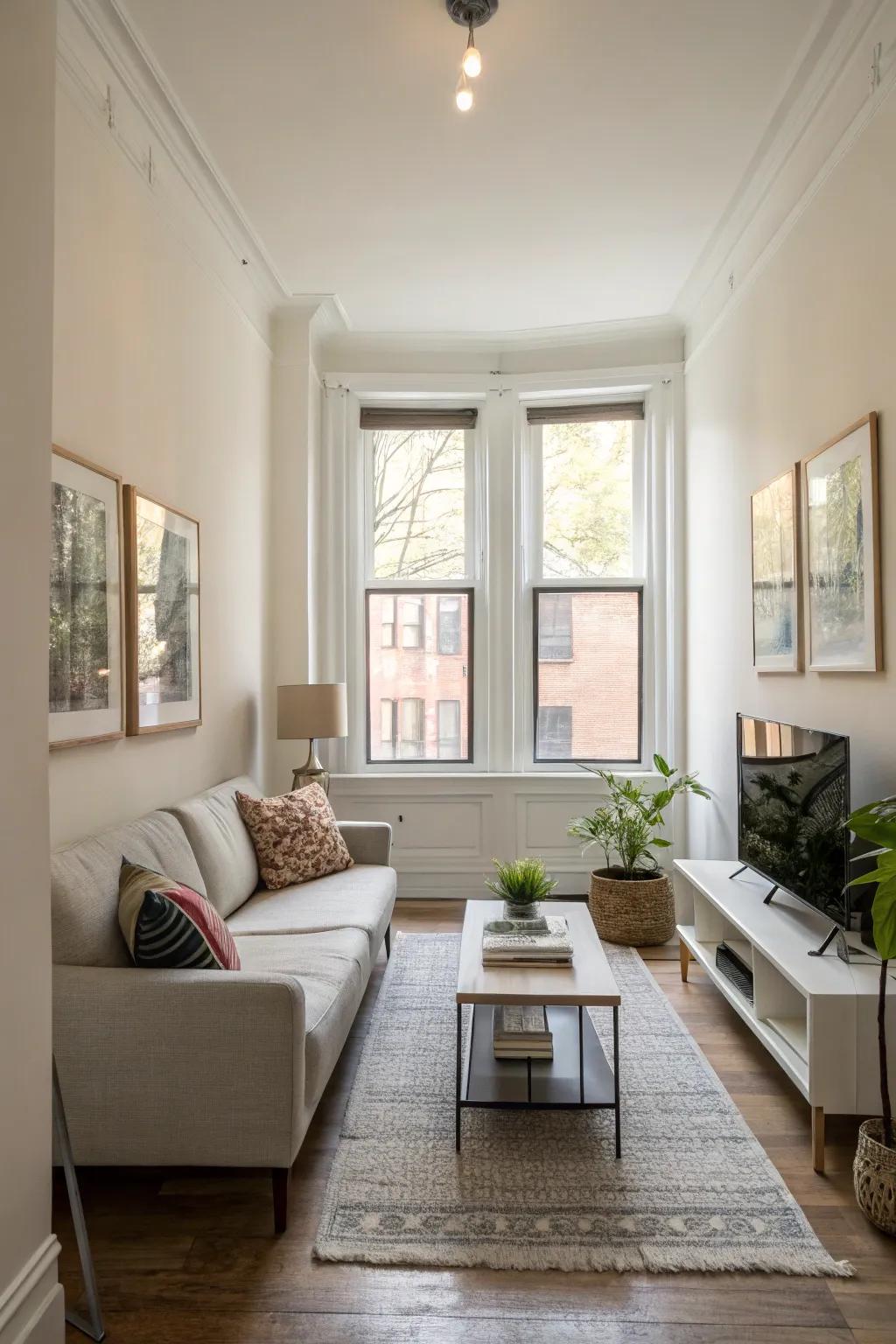 Minimalist decor keeps your living room clean and serene.