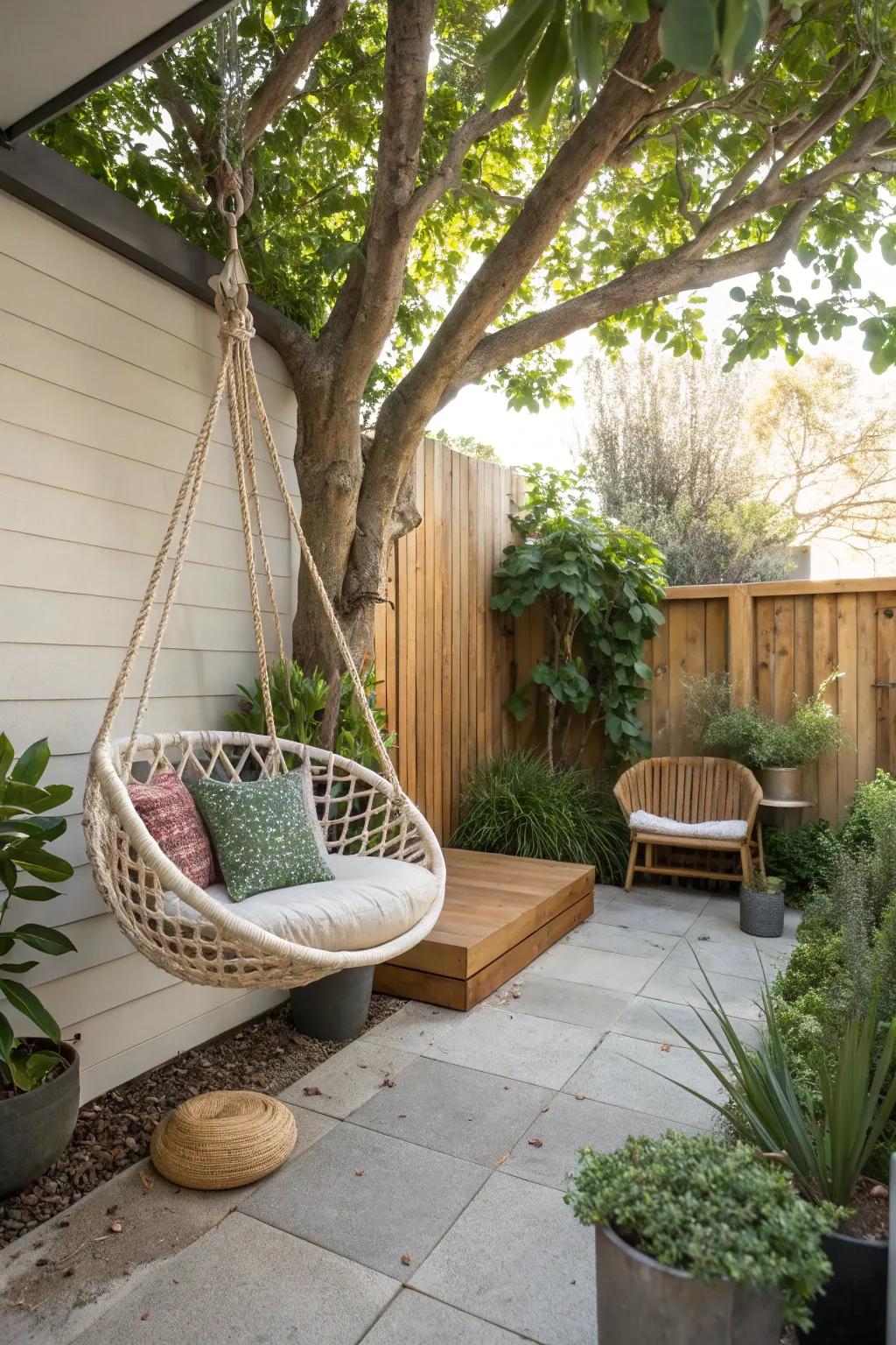 A hanging chair turns your space into a relaxing haven.